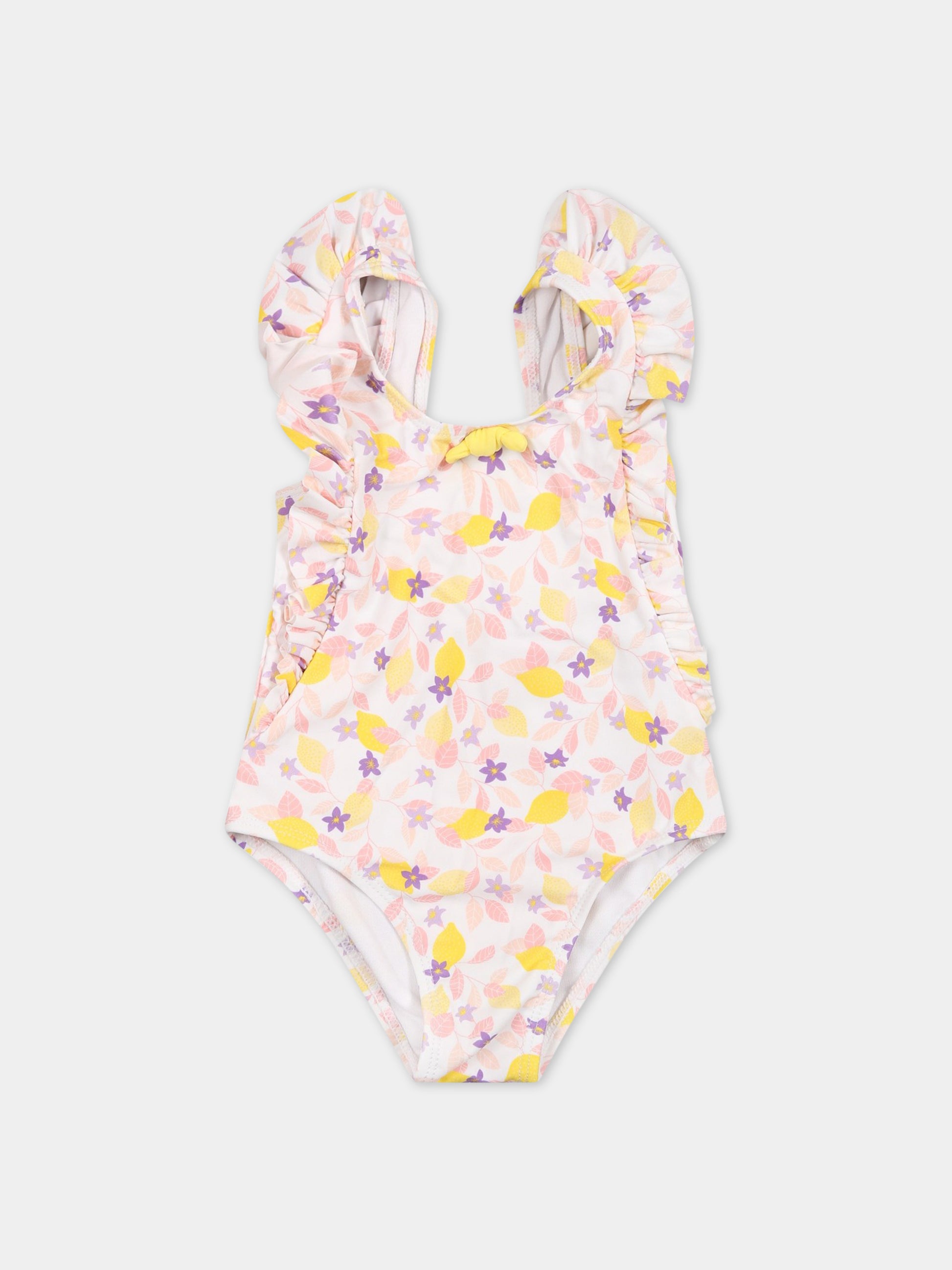 Costume multicolor intero per neonata con stampa fiori,Carrement Beau,Y00061 10P