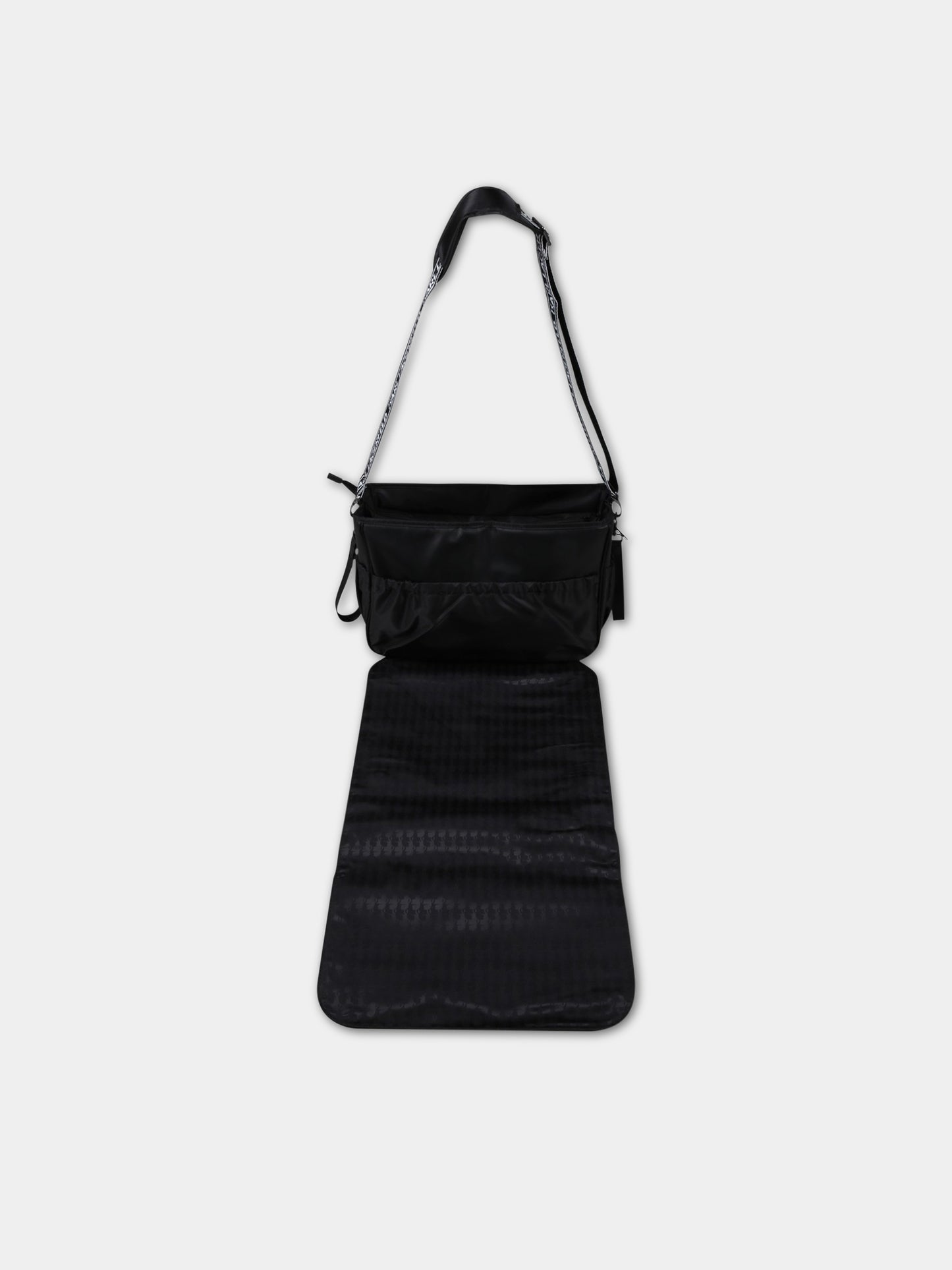 Borsa-mamma nera per neonata con Karl e Choupette,Karl Lagerfeld Kids,Z90045 09B