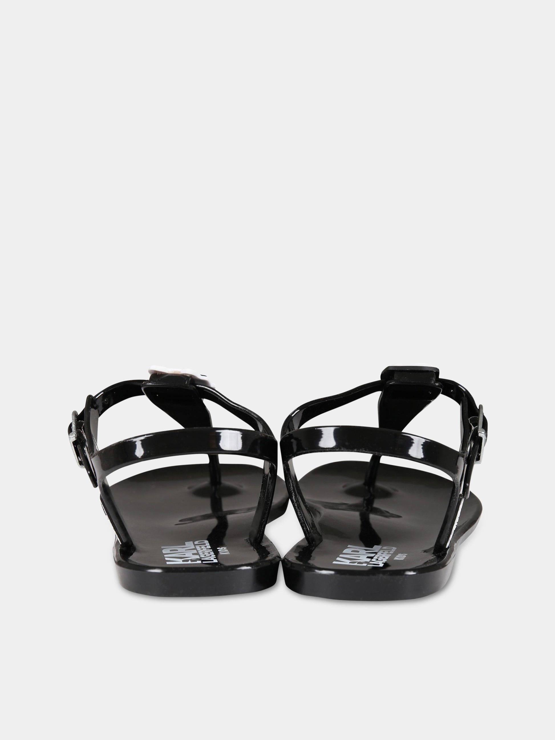 Sandalo nero per bambina con patch e logo,Karl Lagerfeld Kids,Z19098 09B