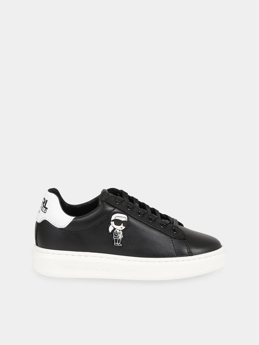 Sneakers nero per bambini con patch Karl Lagerfeld e logo,Karl Lagerfeld Kids,Z29059 09B