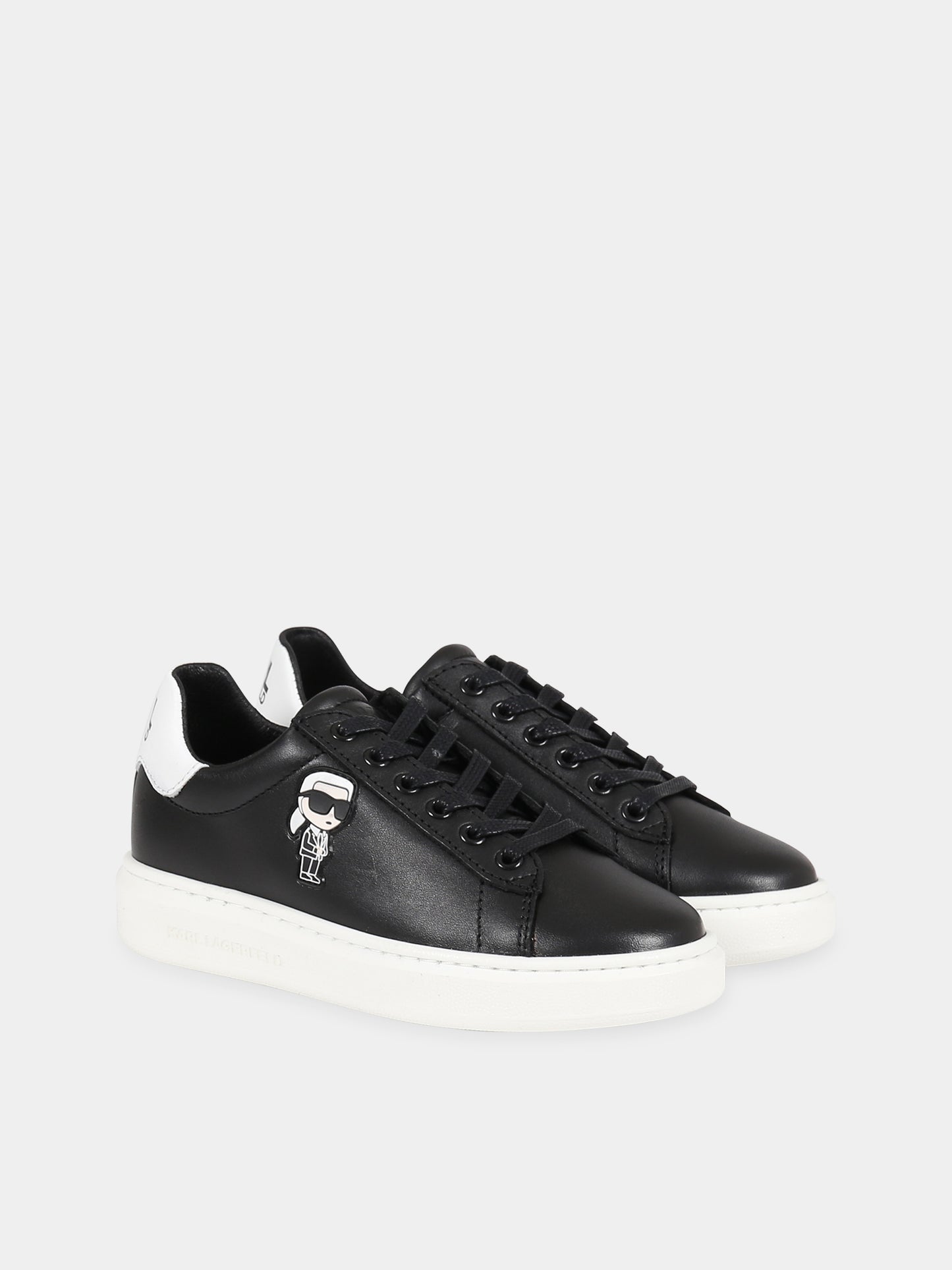 Sneakers nero per bambini con patch Karl Lagerfeld e logo,Karl Lagerfeld Kids,Z29059 09B