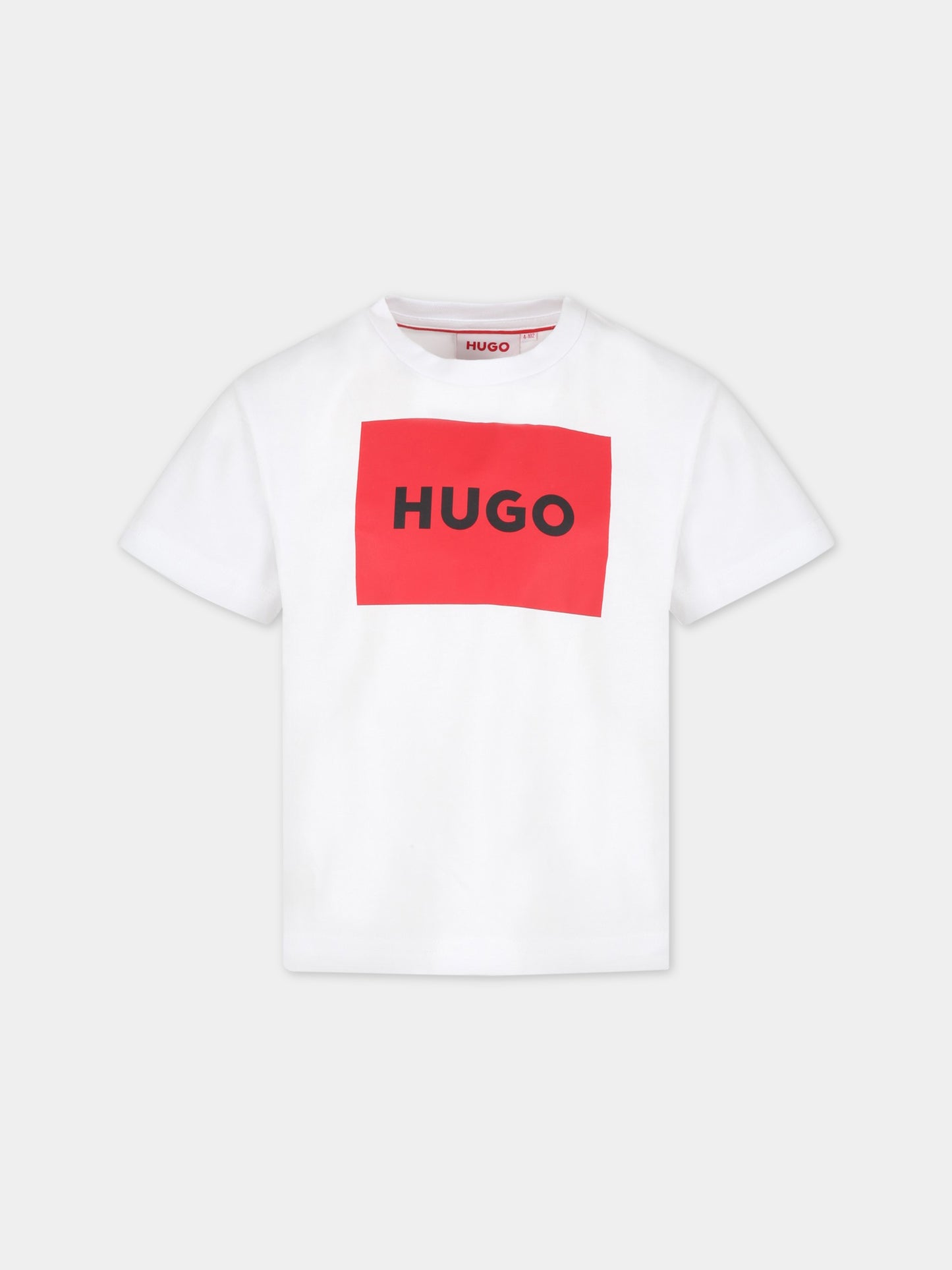 T-shirt bianca per bambino con logo,Hugo,G25103 10P