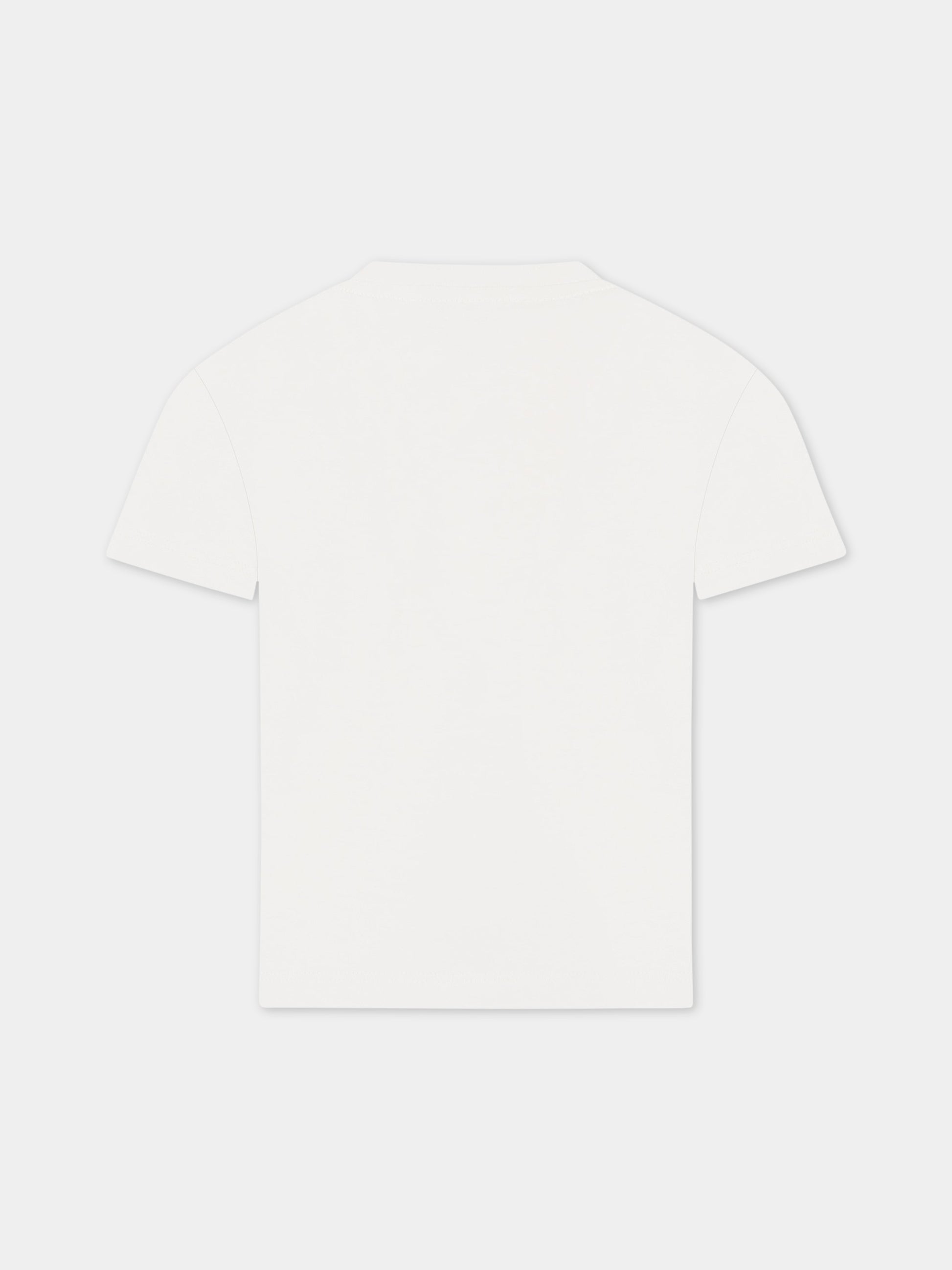 T-shirt bianco per bambino con stampa,Le Petit Coco,LMTS034 JE138 0005