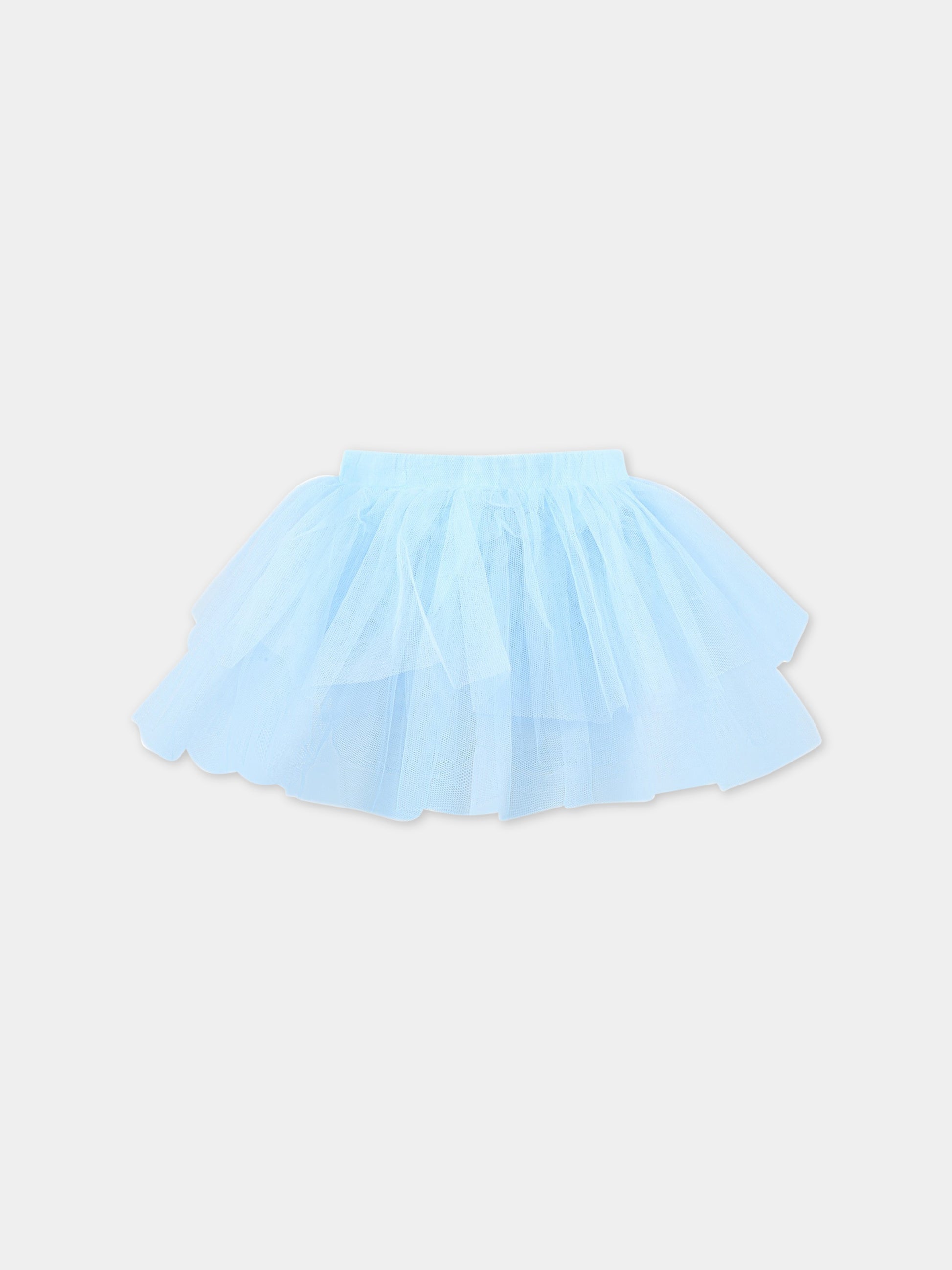 Gonna celeste per bambina con tulle,Philosophy,PJGO81 TU74 9012