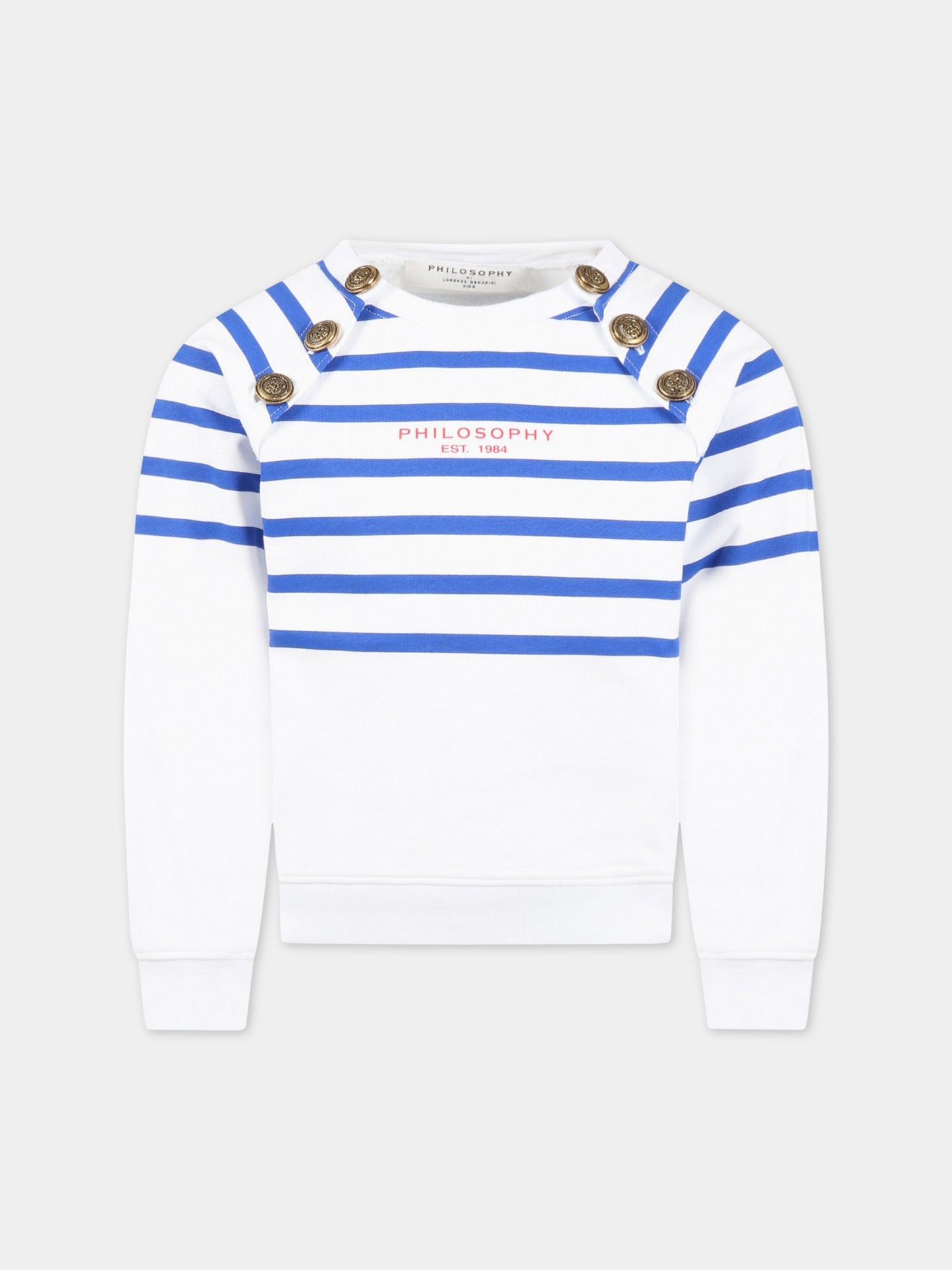 Felpa bianca per bambina con logo,Philosophy,PJFE124 FE144 B010