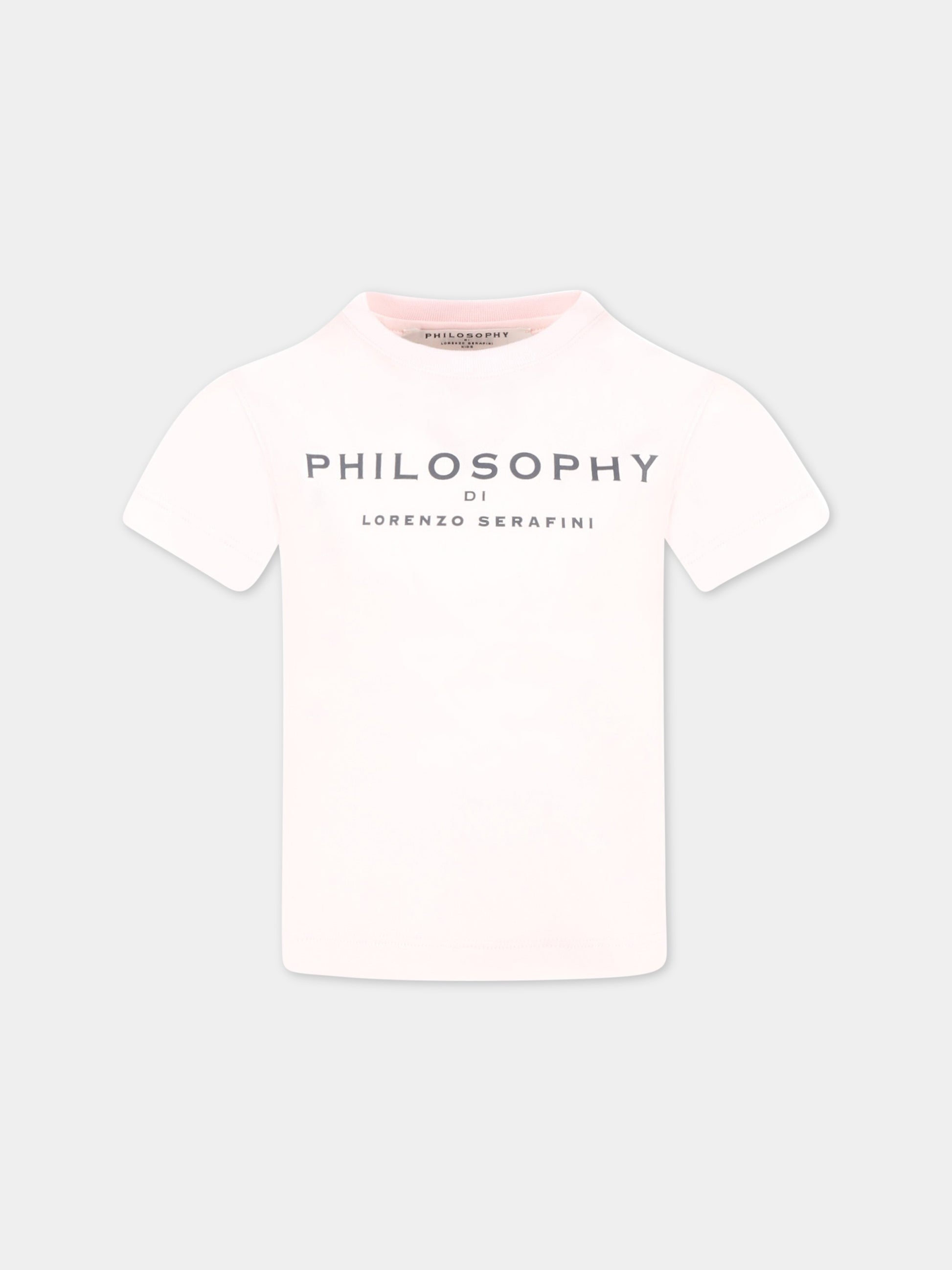 T-shirt rosa per bambina con dettaglio logo,Philosophy,PJTS127 JE138 C024