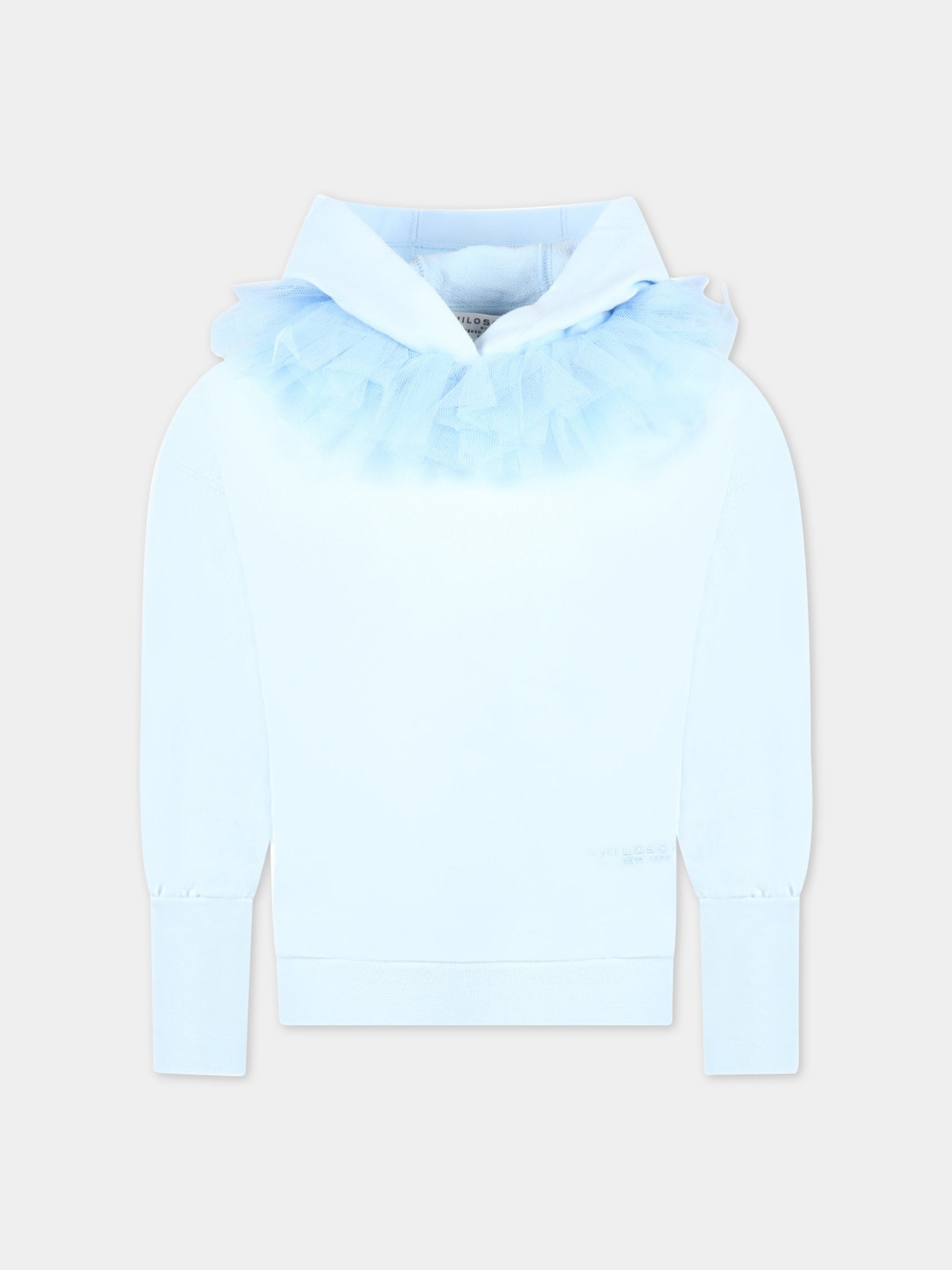 Felpa celeste con cappuccio per bambina,Philosophy,PJFE120 FE144 9012