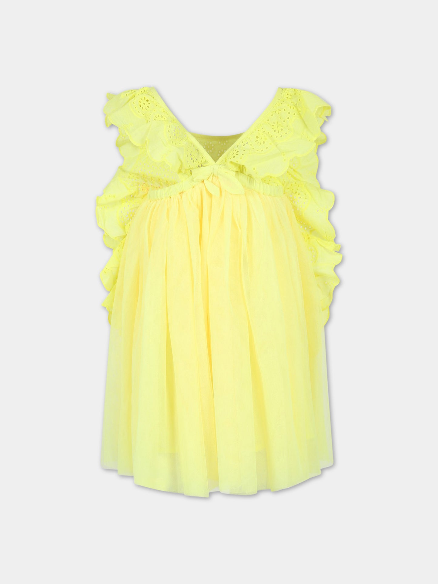 Vestito giallo per bambina con fiori,Billieblush,U12815 549