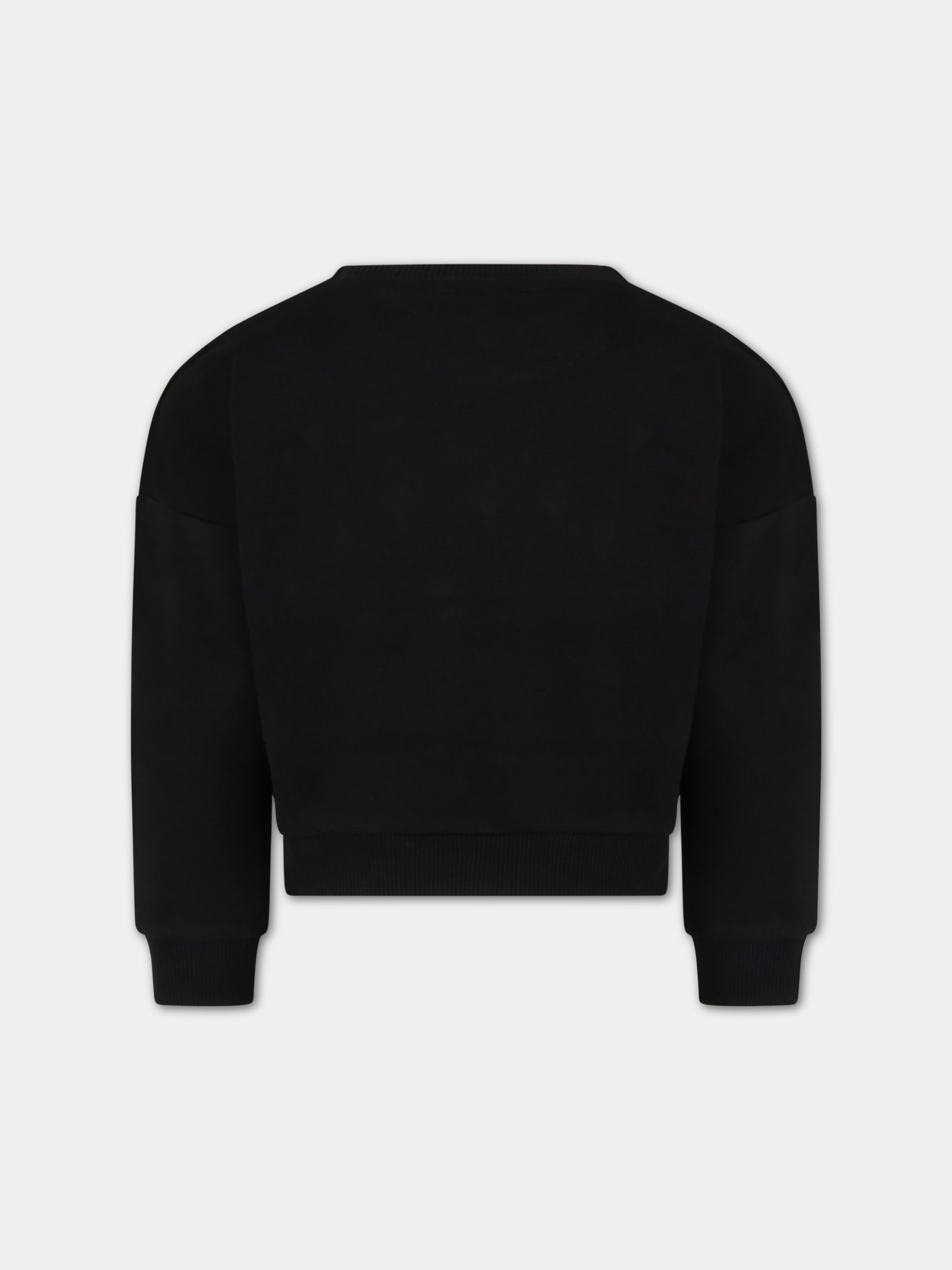 Felpa nera per bambina con logo bianco,Dkny,D35S98 09B