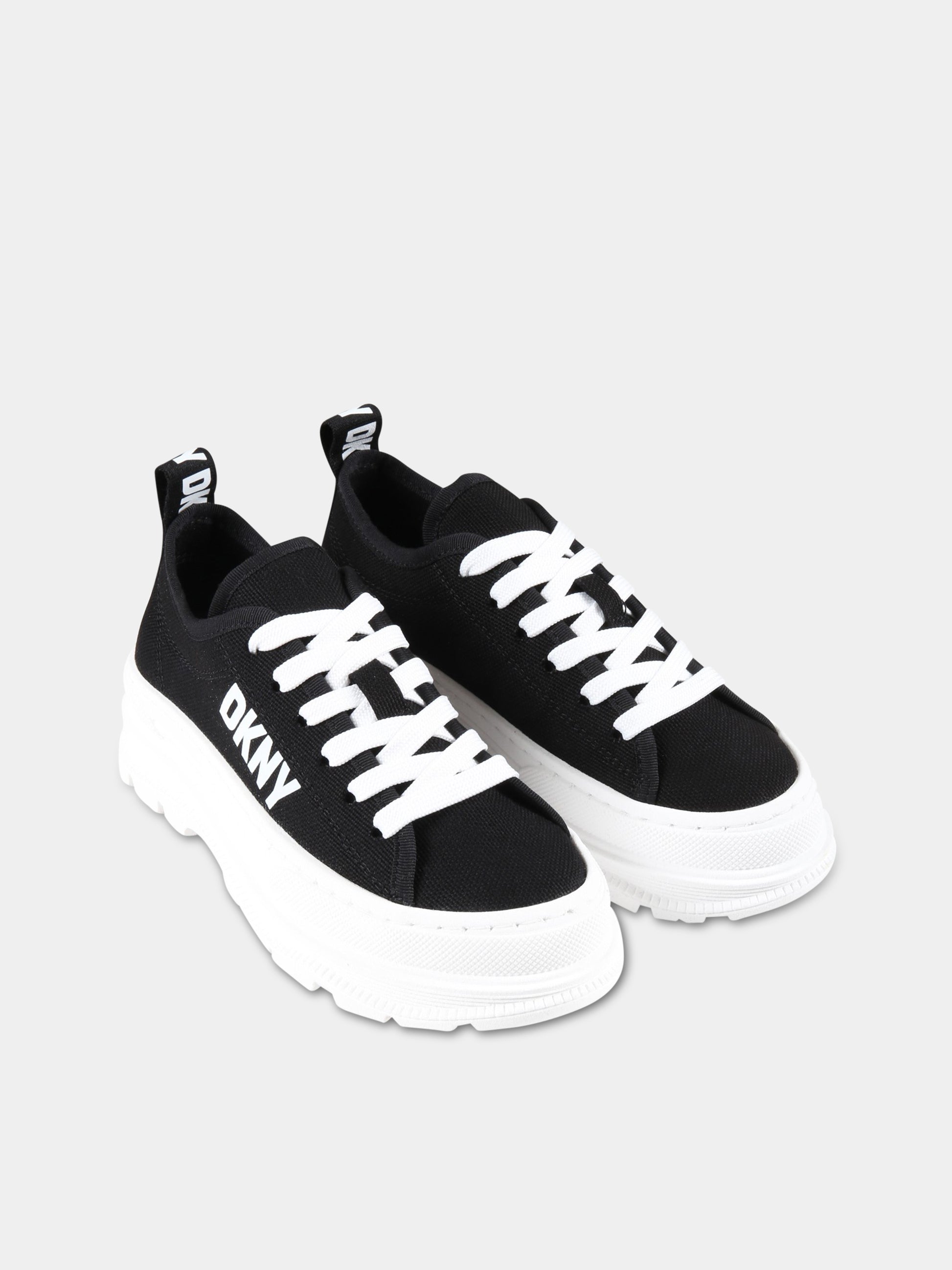 Sneakers nere per bambina con logo bianco,Dkny,D39107 09B