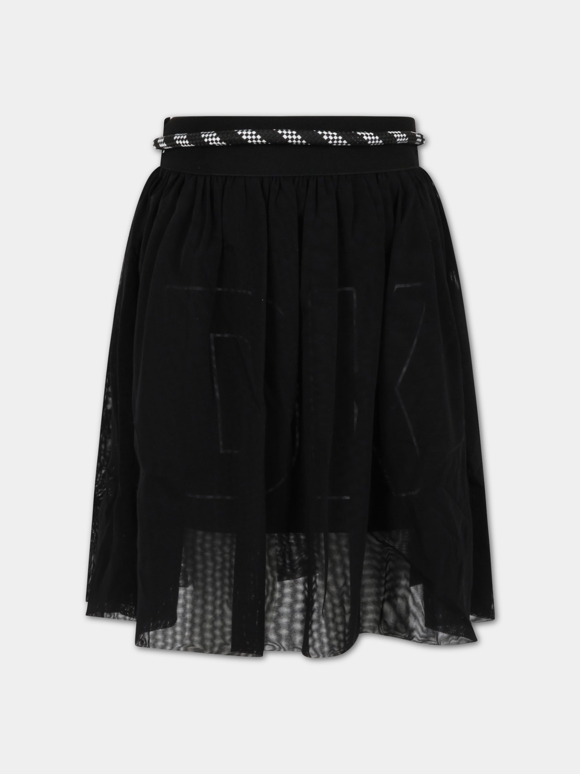 Gonna nera per bambina con logo bianco,Dkny,D3360609B