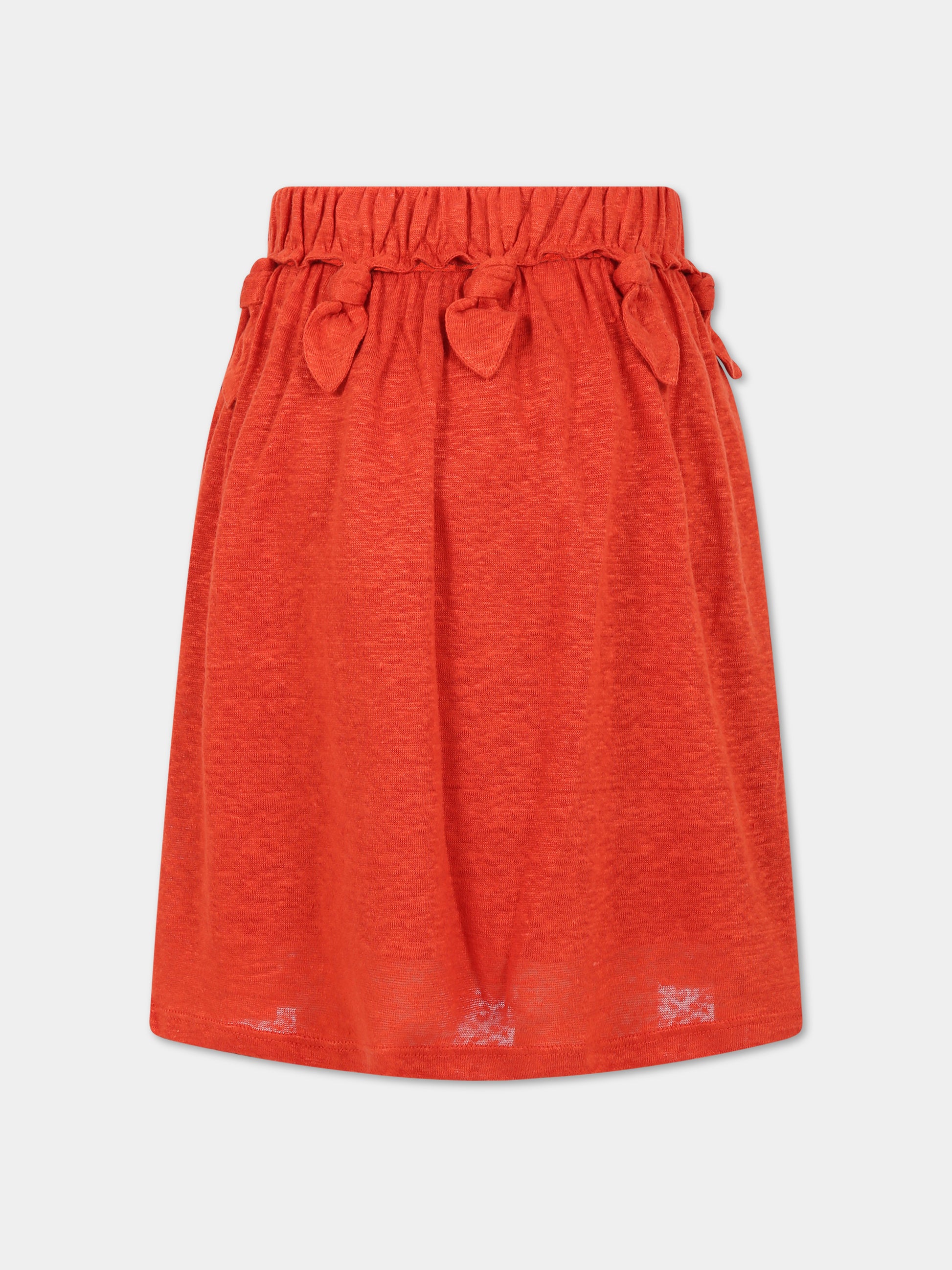 Gonna arancione per bambina con nodi,Chloé Kids,C13284 421