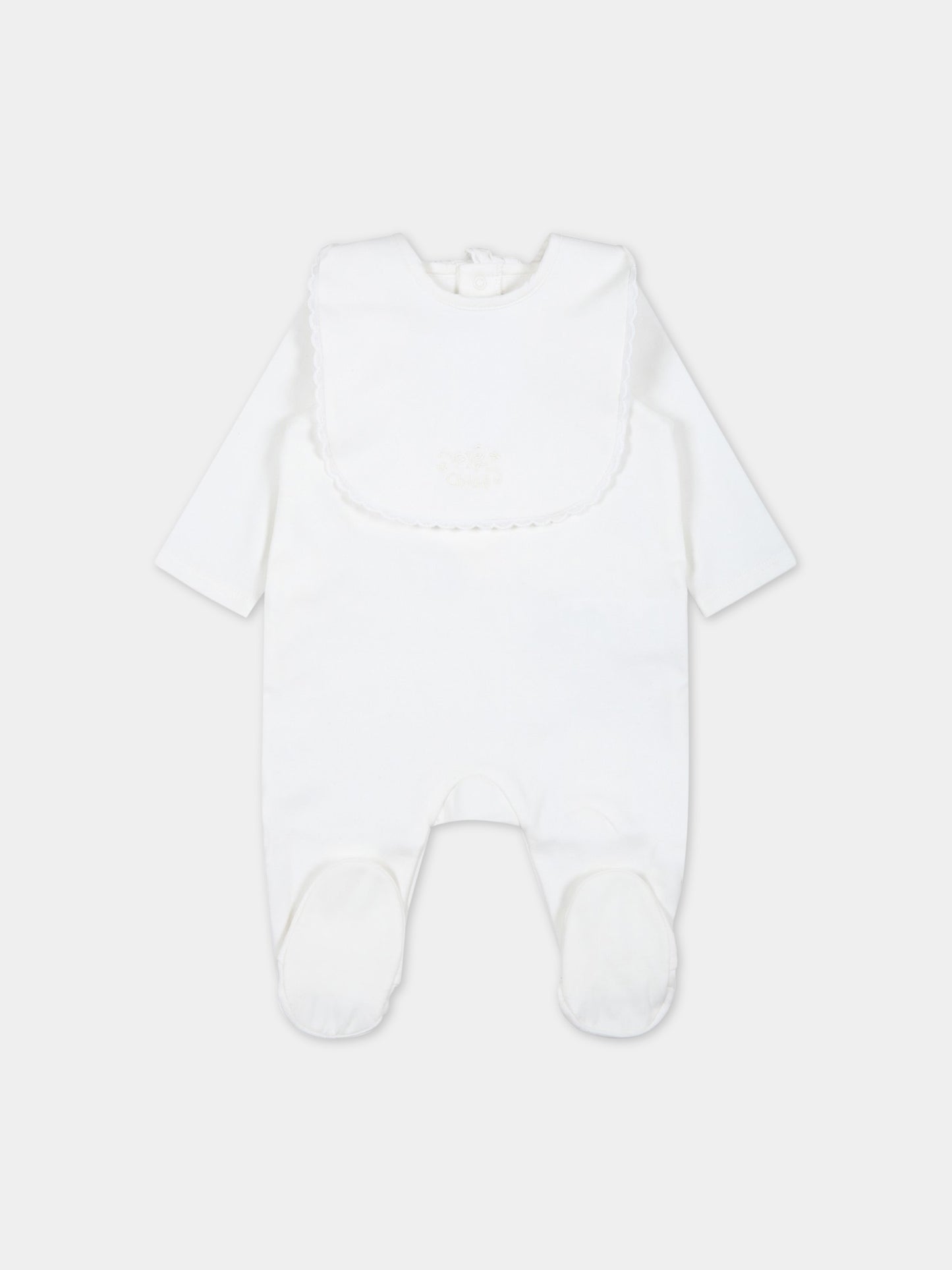 Set bianco per neonata con logo,Chloé Kids,C97302 117