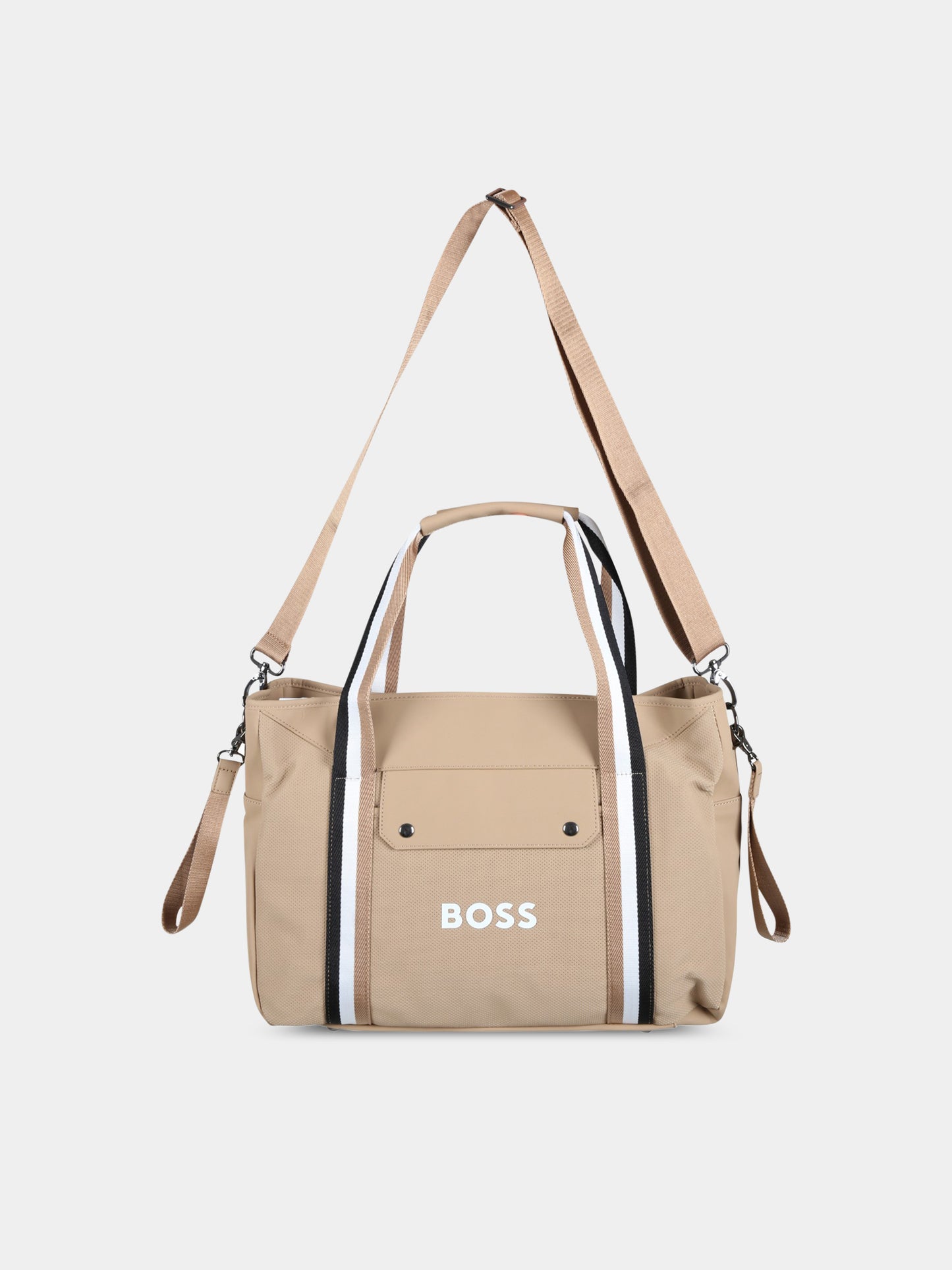 Borsa-mamma beige per neonato con patch logato,Boss,J90313 237