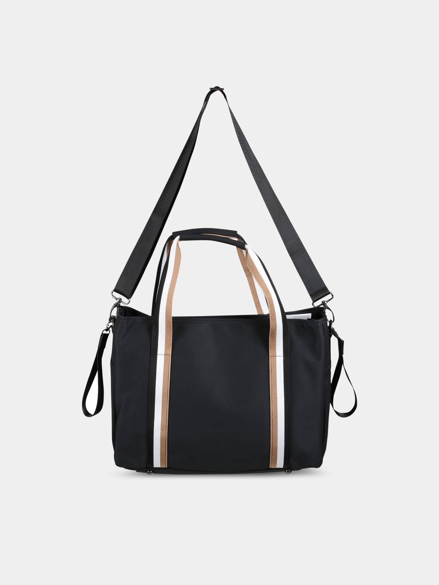Borsa-mamma nera per neonato con patch logato,Boss,J90313 09B