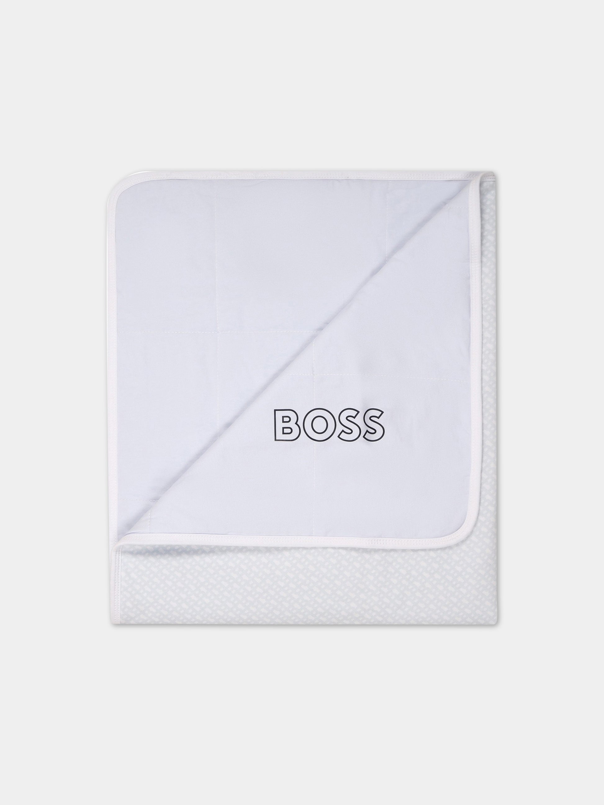 Coperta celeste per neonato con logo,Boss,J90317 771