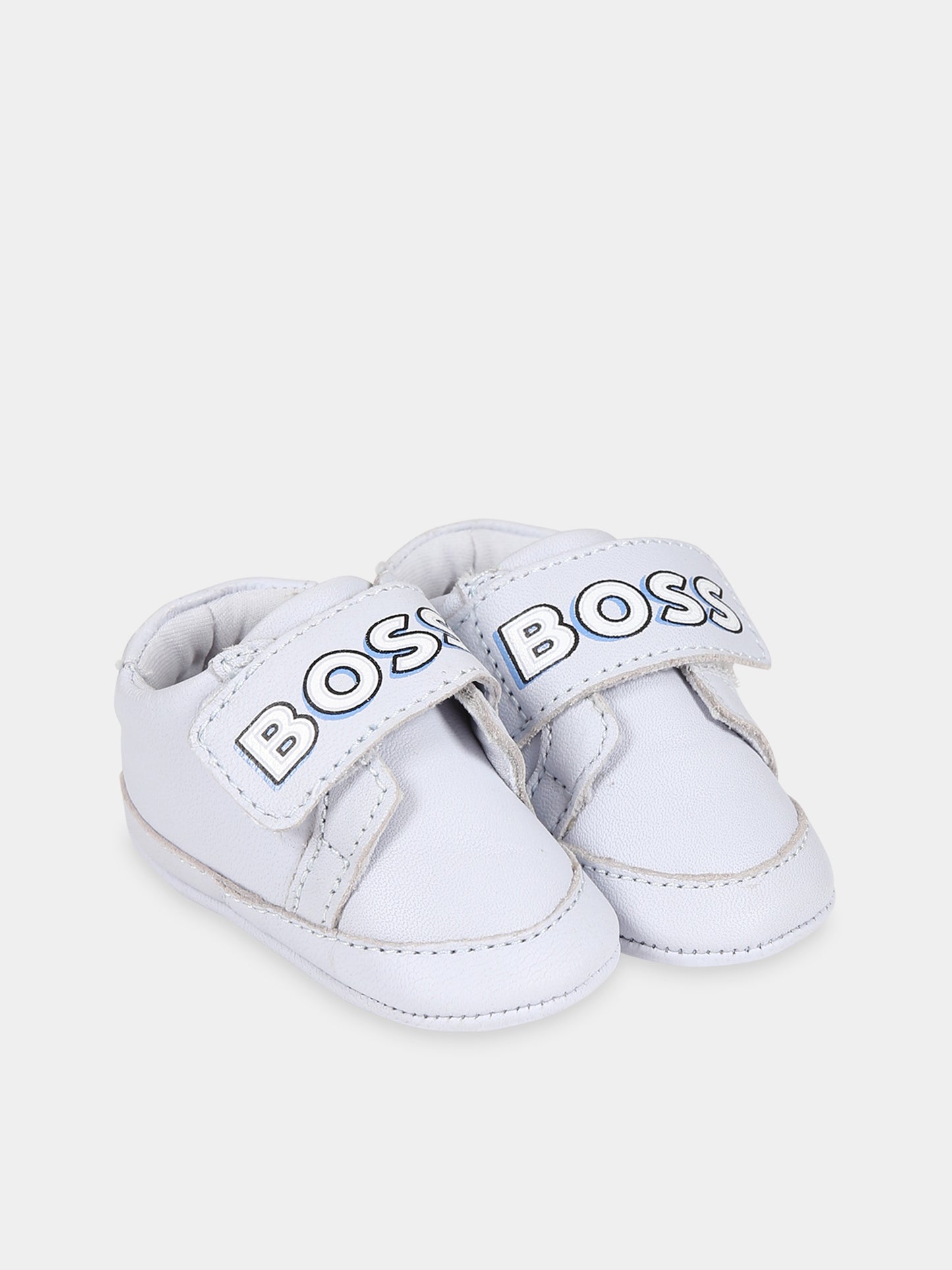 Sneakers celesti per neonato con scritta  Boss ,Boss,J99126 771