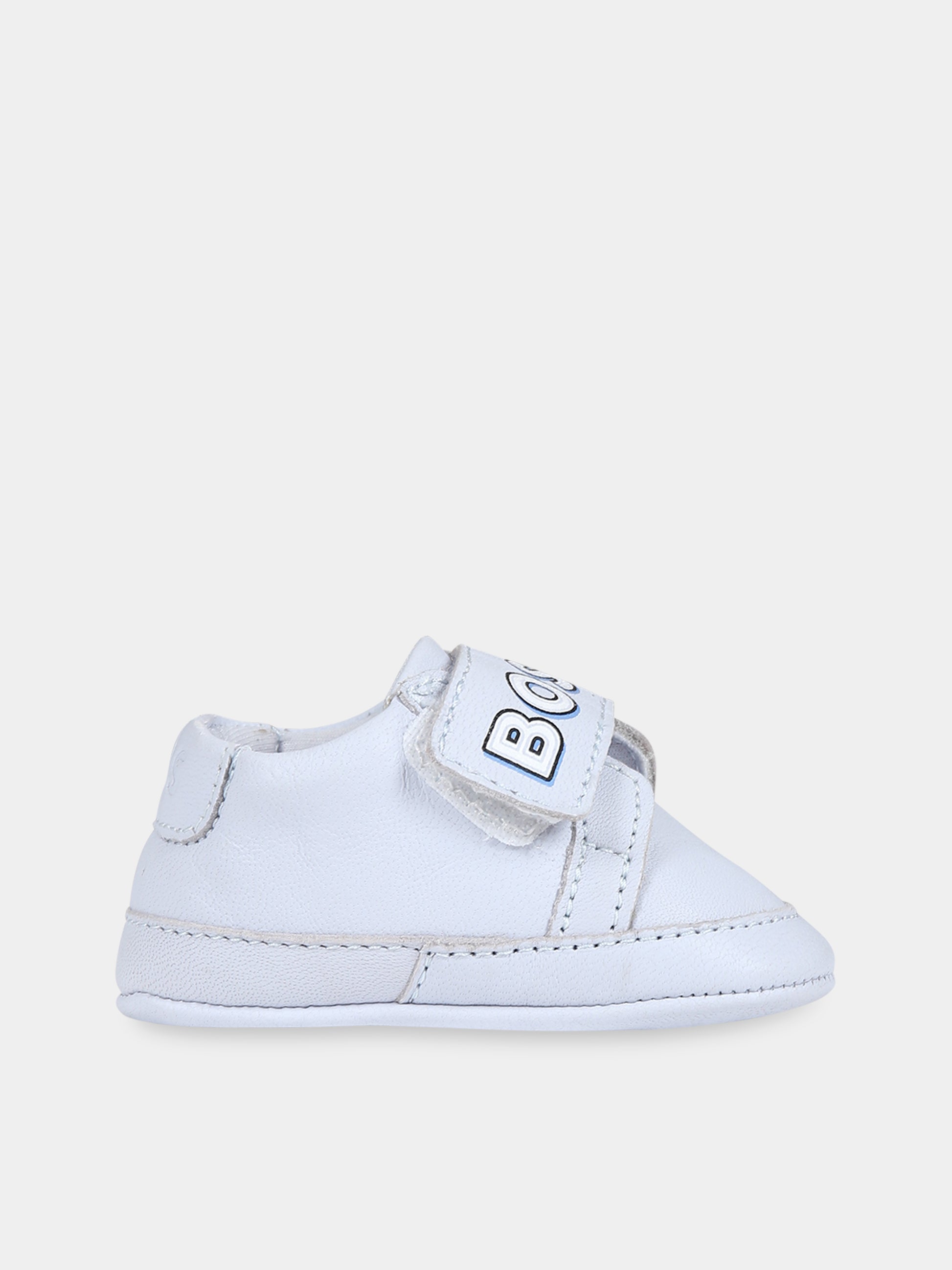 Sneakers celesti per neonato con scritta  Boss ,Boss,J99126 771