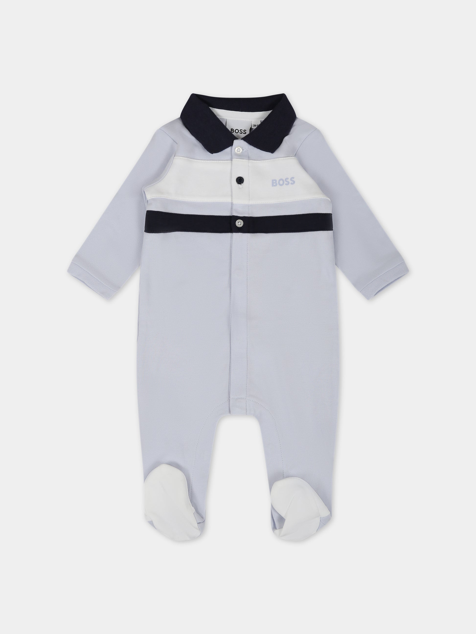 Pagliaccetto celeste per neonato con logo,Boss,J97203 771