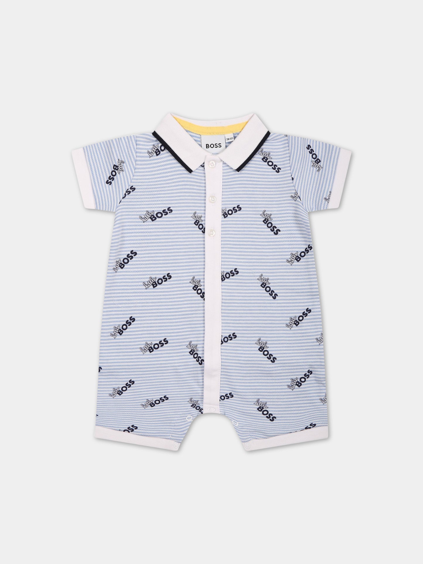 Pagliaccetto celeste per neonato con scritta  little Boss ,Boss,J94341 77A