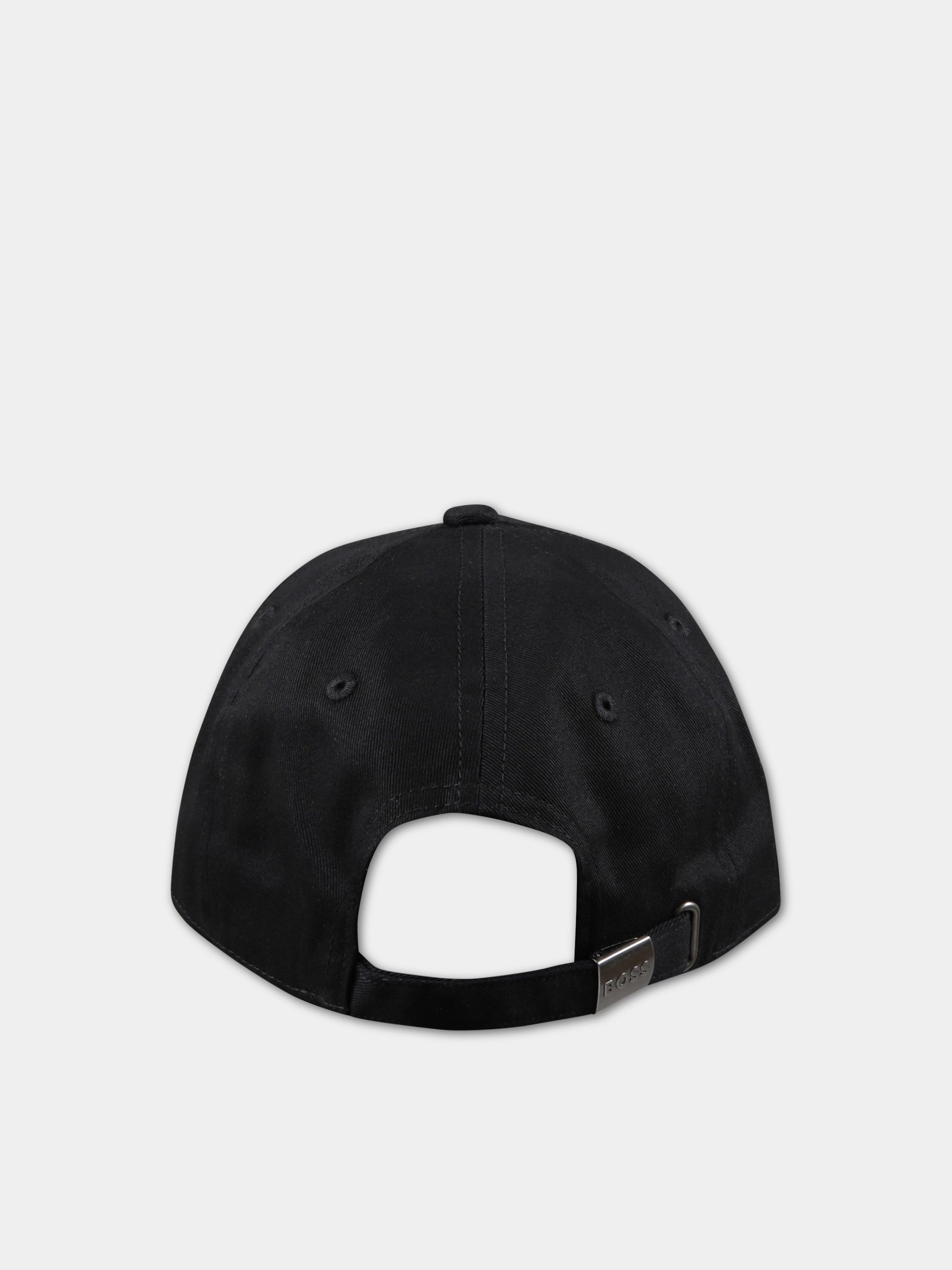 Cappello nero per bambino con logo bianco,Boss,J21271 09B