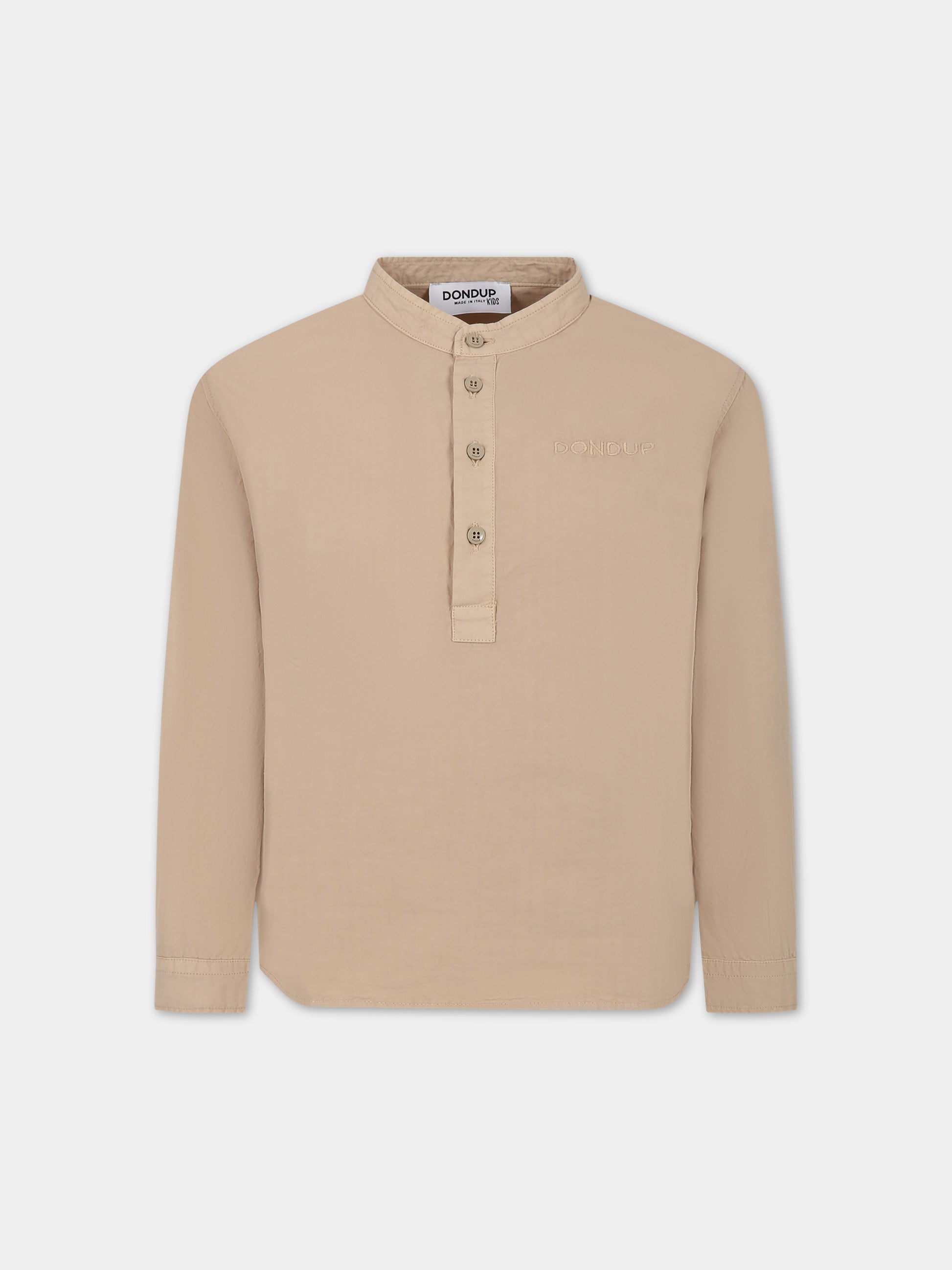 Camicia beige per bambino con logo,Dondup Kids,DMCA82 CA01 6006