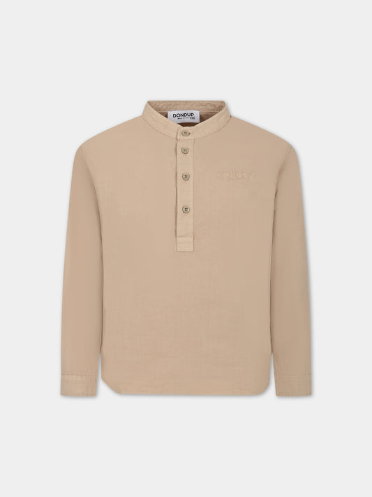 Camicia beige per bambino con logo,Dondup Kids,DMCA82 CA01 6006
