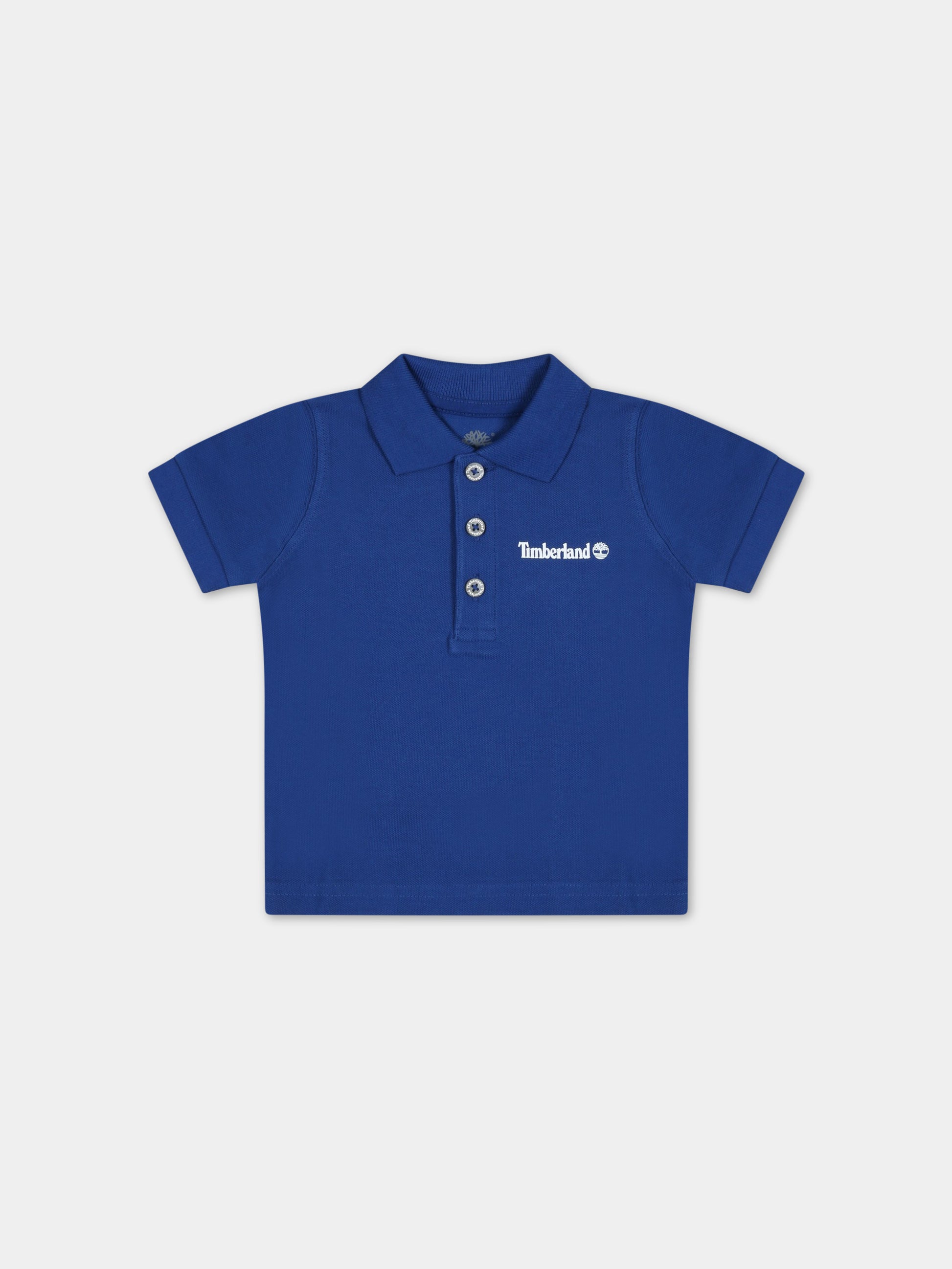 Polo blu per neonato con logo bianco,Timberland,T05K99 830