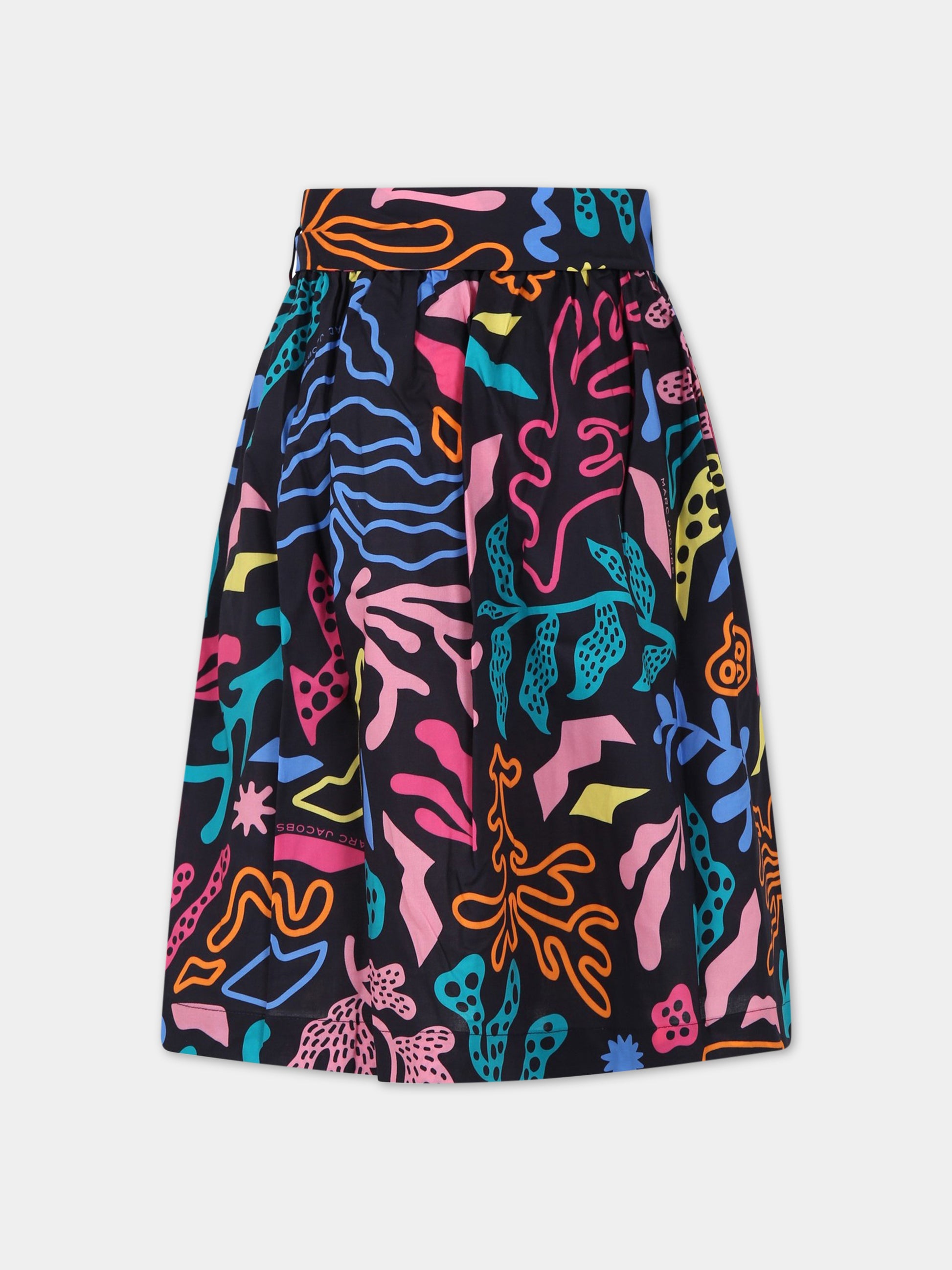 Gonna nera per bambina con stampa multicolor e logo,Little Marc Jacobs,W13135 84E