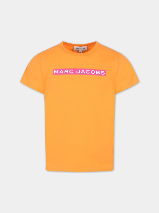 T-shirt arancione per bambina con logo,Little Marc Jacobs,W15651 42E