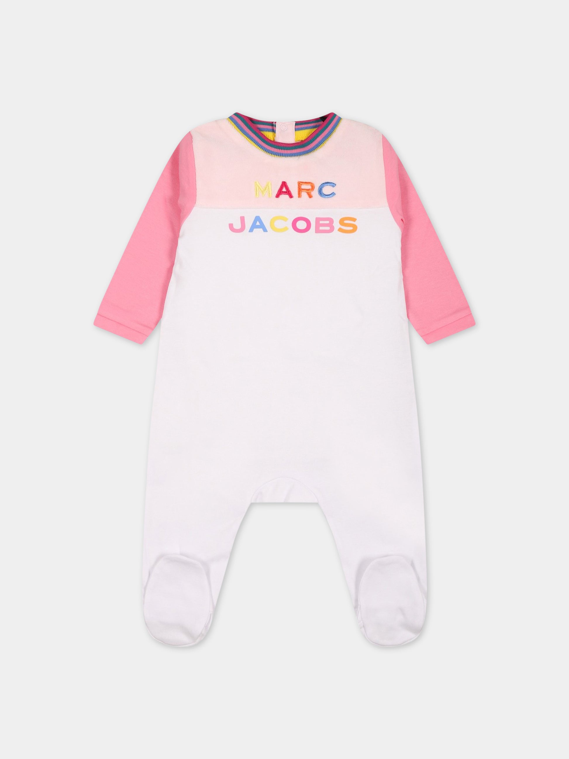 Tutina bianca per neonata con logo multicolor,Little Marc Jacobs,W97100 475