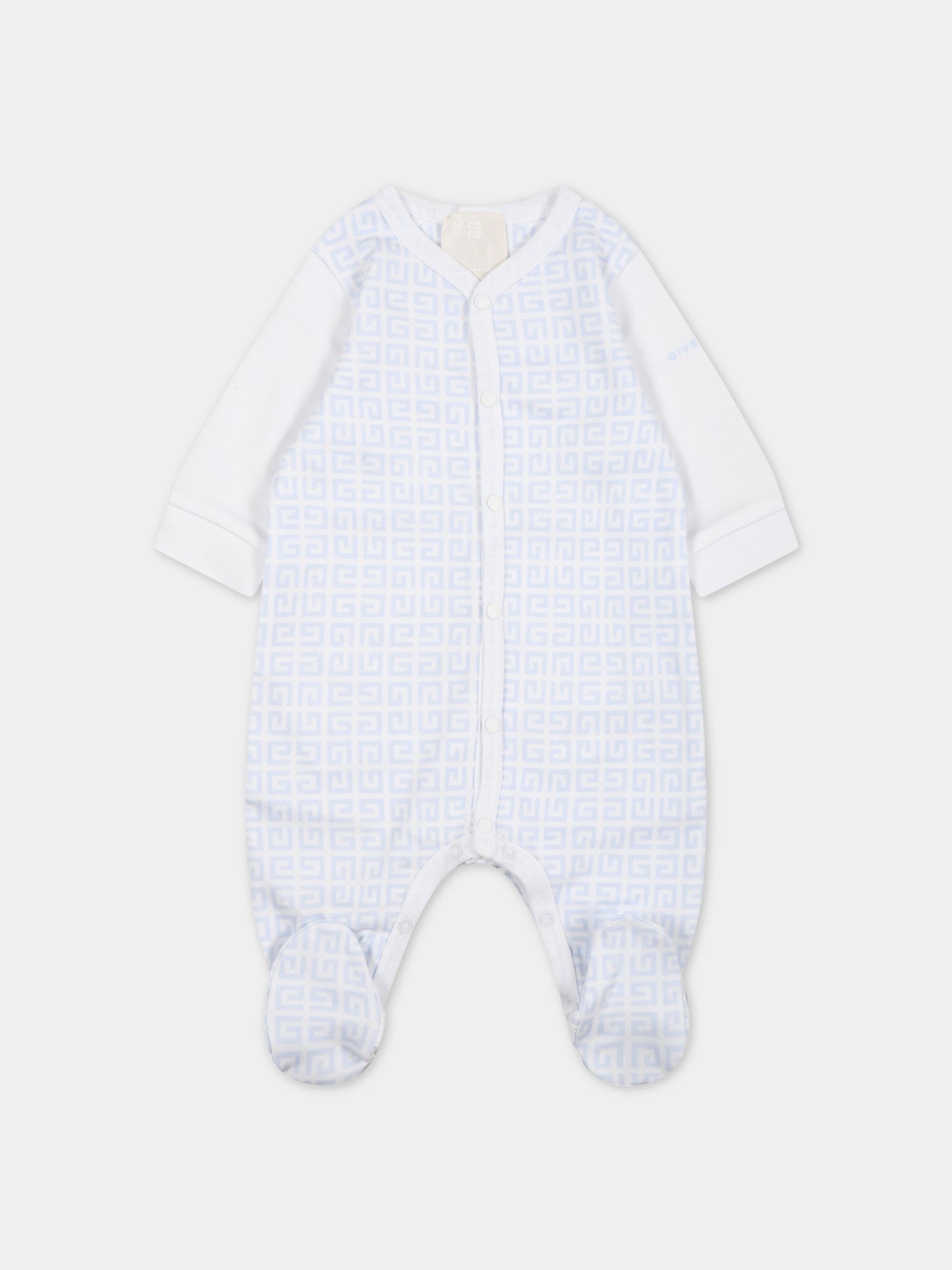 Tutina bianca per neonato con logo celeste,Givenchy Kids,H97086 771