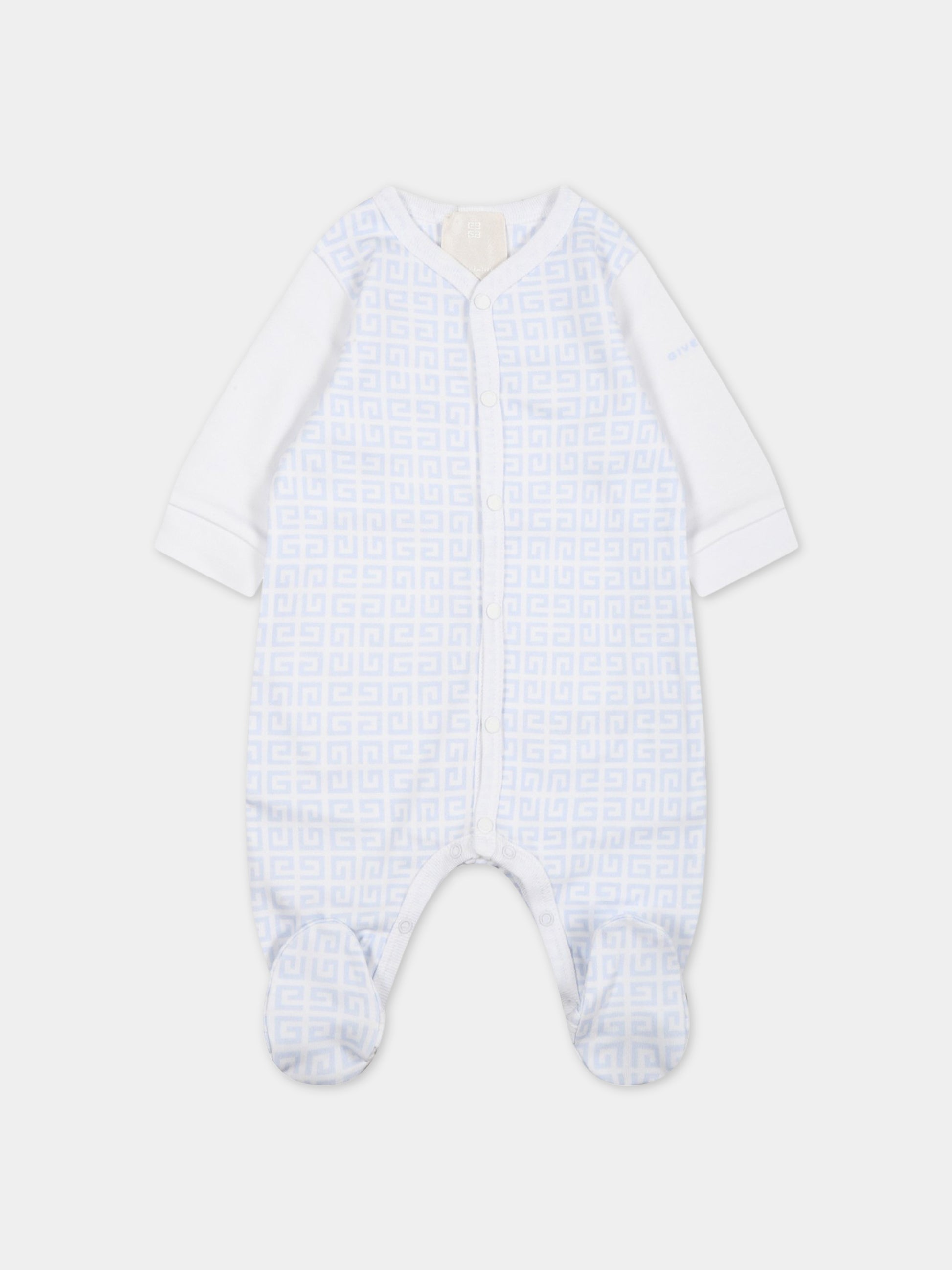Tutina bianca per neonato con logo celeste,Givenchy Kids,H97086 771
