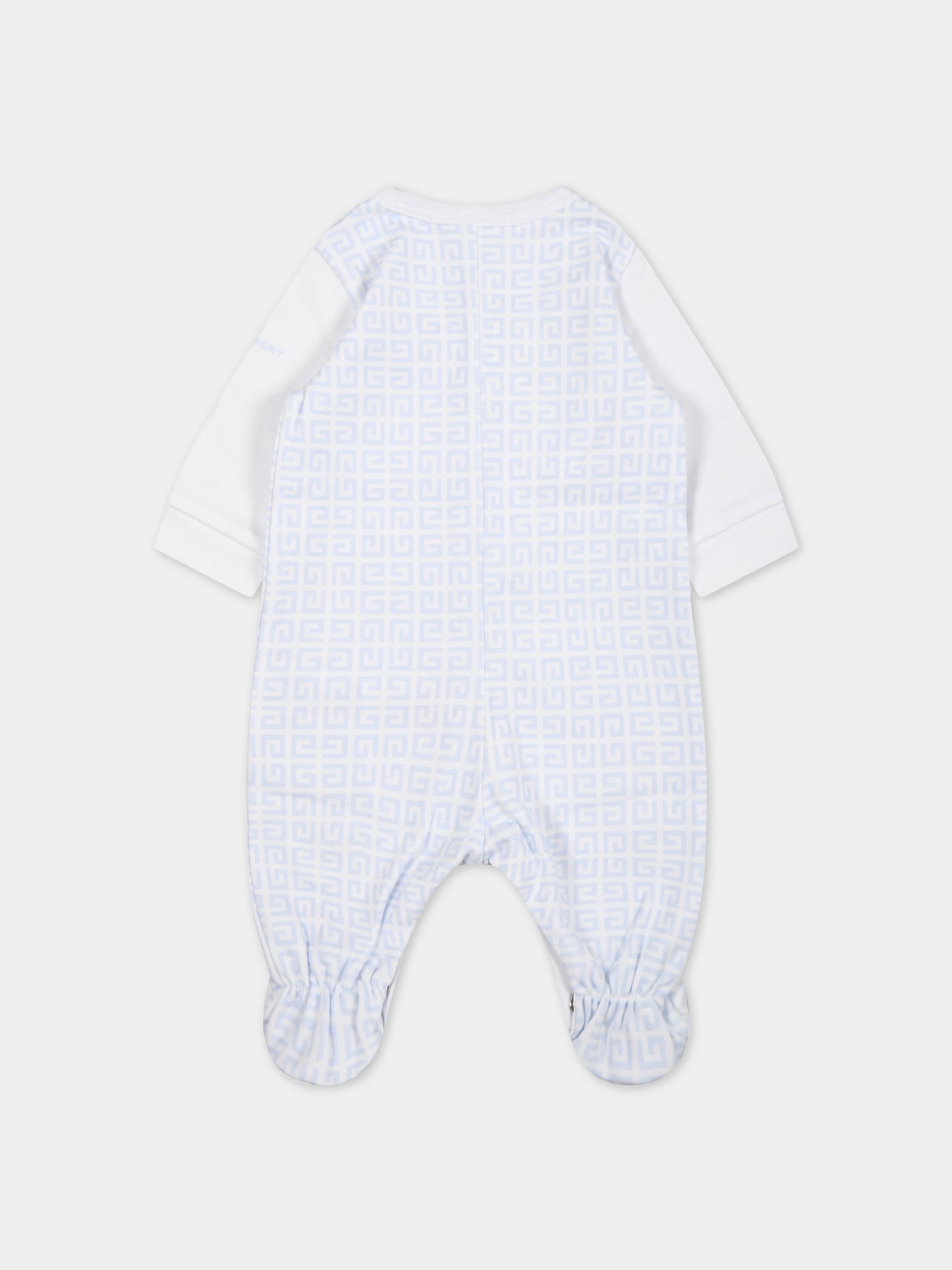 Tutina bianca per neonato con logo celeste,Givenchy Kids,H97086 771