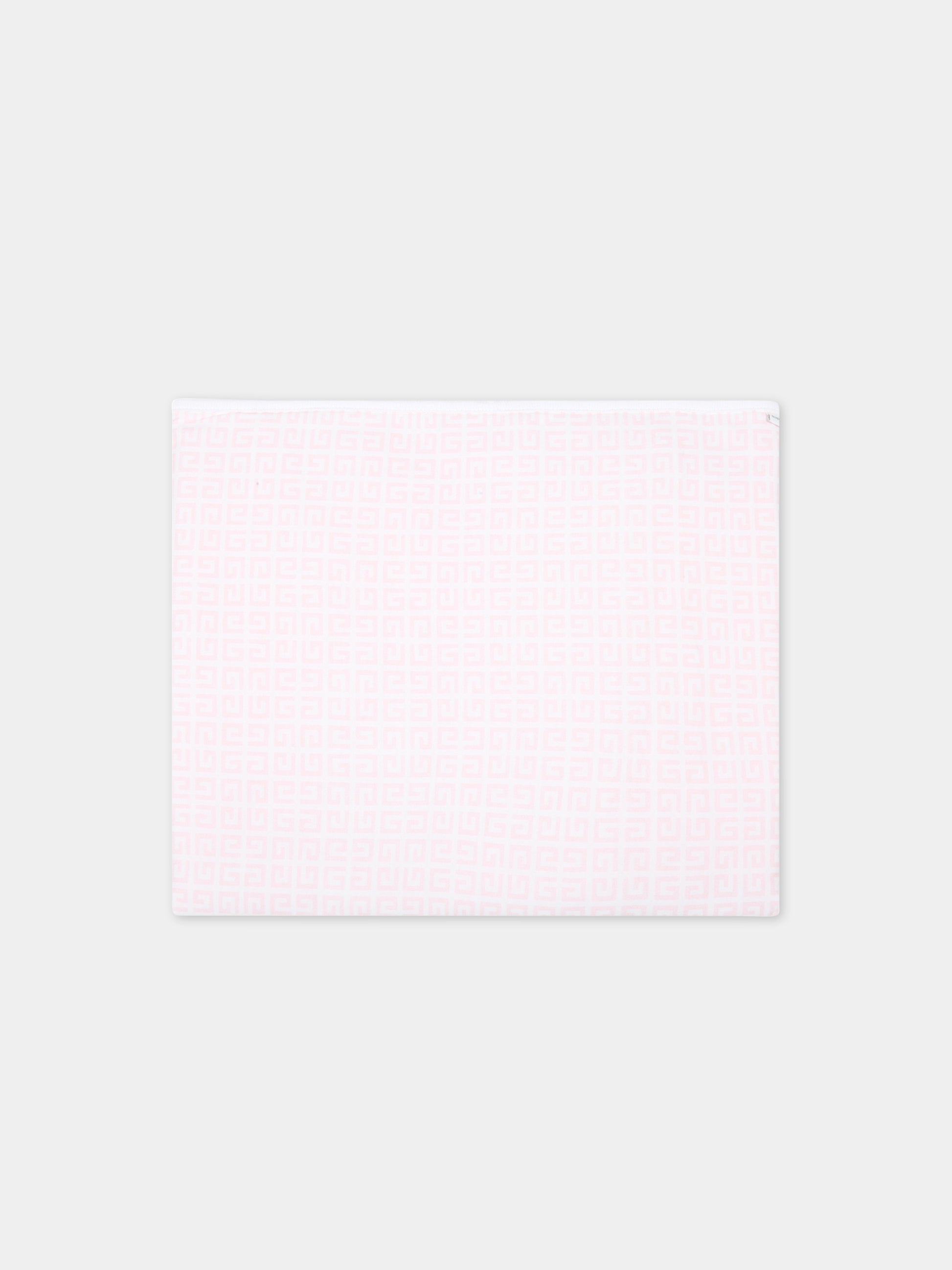 Coperta rosa per neonato con logo bianco,Givenchy Kids,H90163 44Z