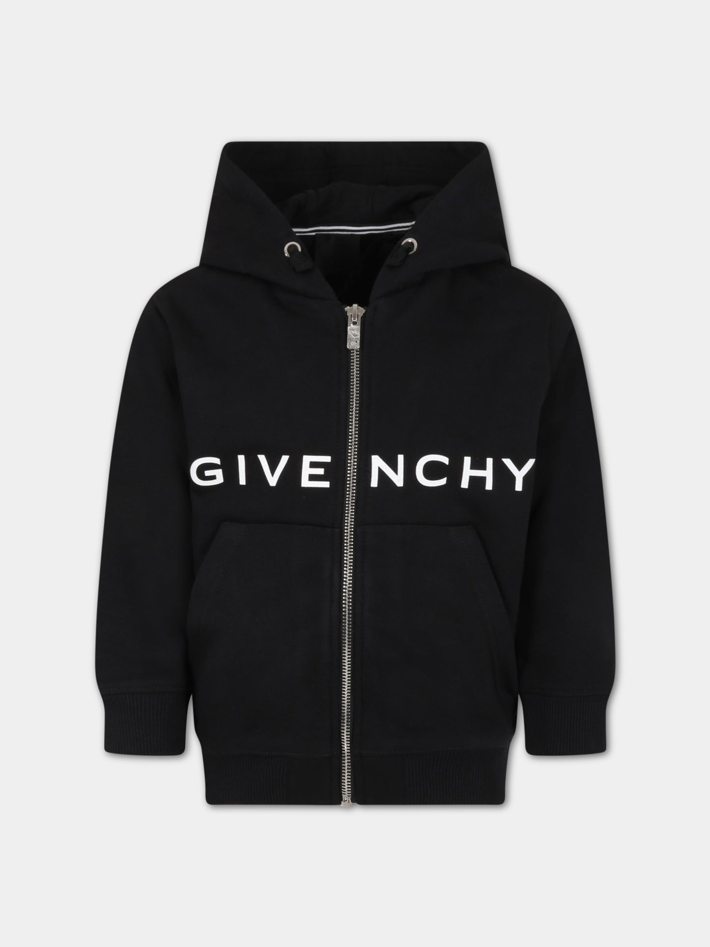 Felpa nera per bambino con logo bianco,Givenchy Kids,H25432 09B
