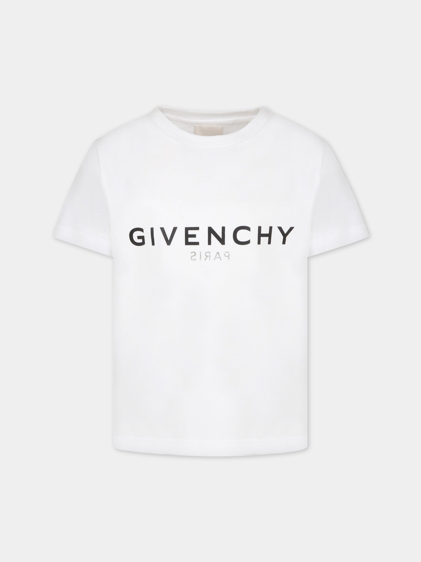 T-shirt bianca per bambino con logo nero,Givenchy Kids,H25404 10P