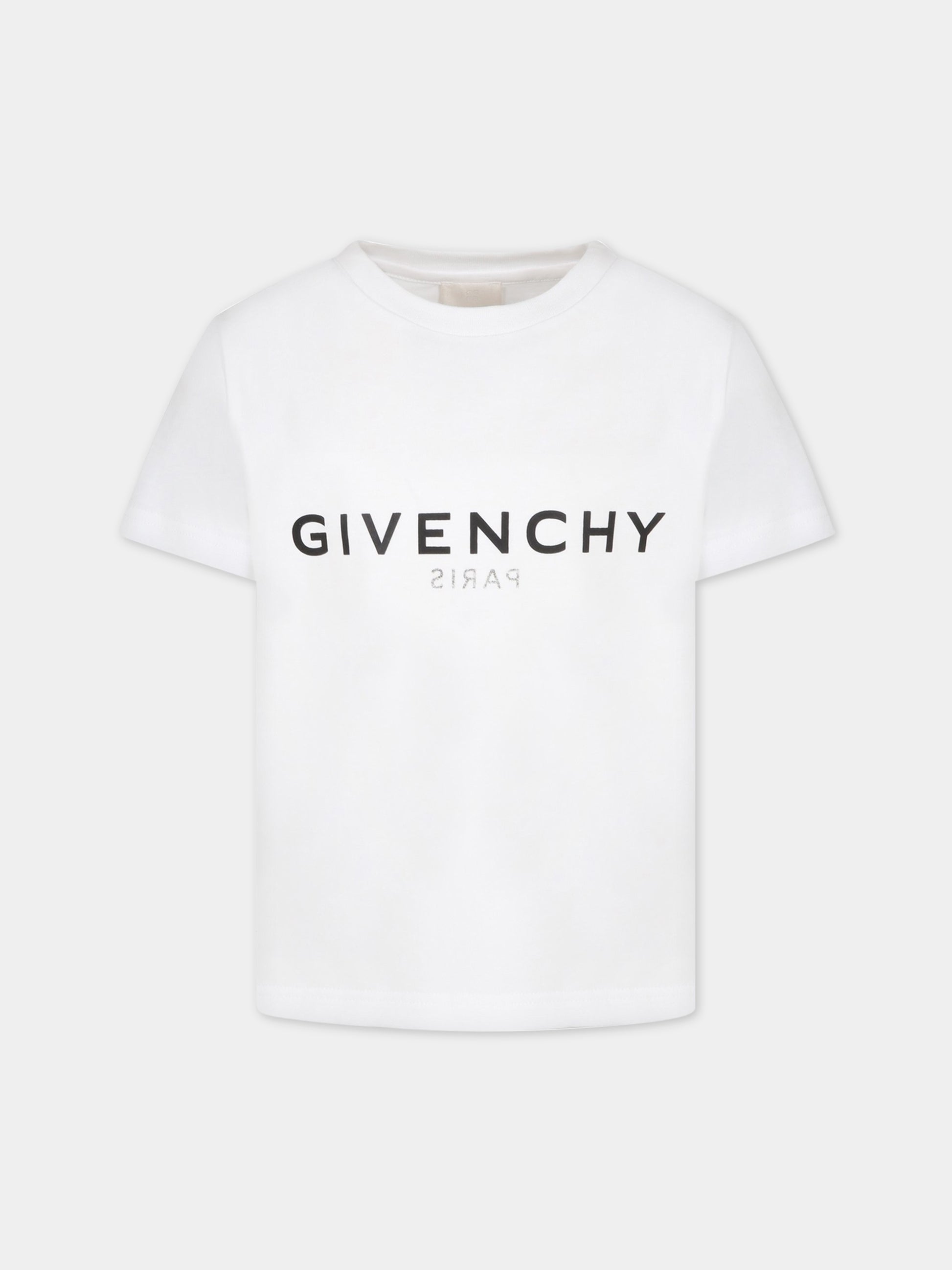 T-shirt bianca per bambino con logo nero,Givenchy Kids,H25404 10P