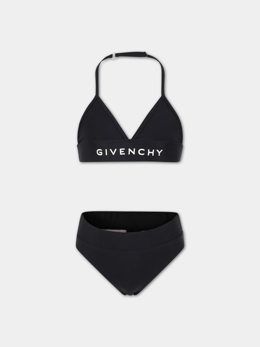 Bikini nero per bambina con logo,Givenchy Kids,H10060 09B
