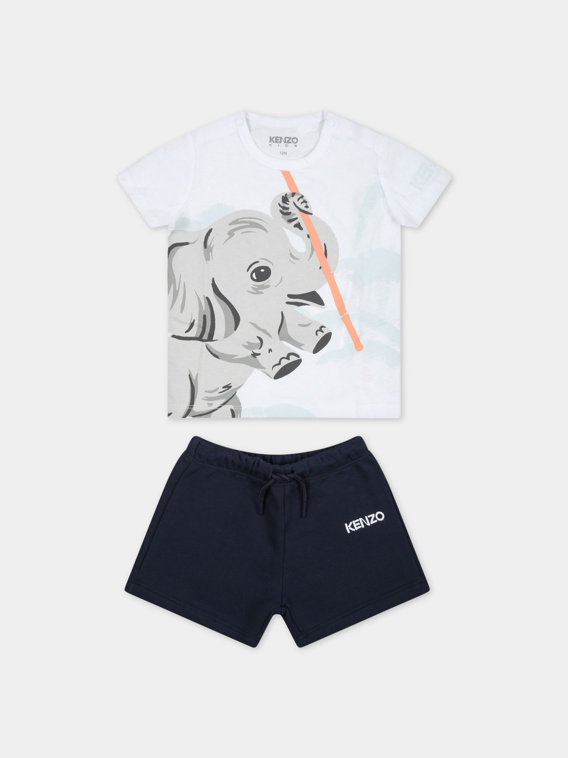 Completo multicolor per neonato con elefante,Kenzo Kids,K98093 10P