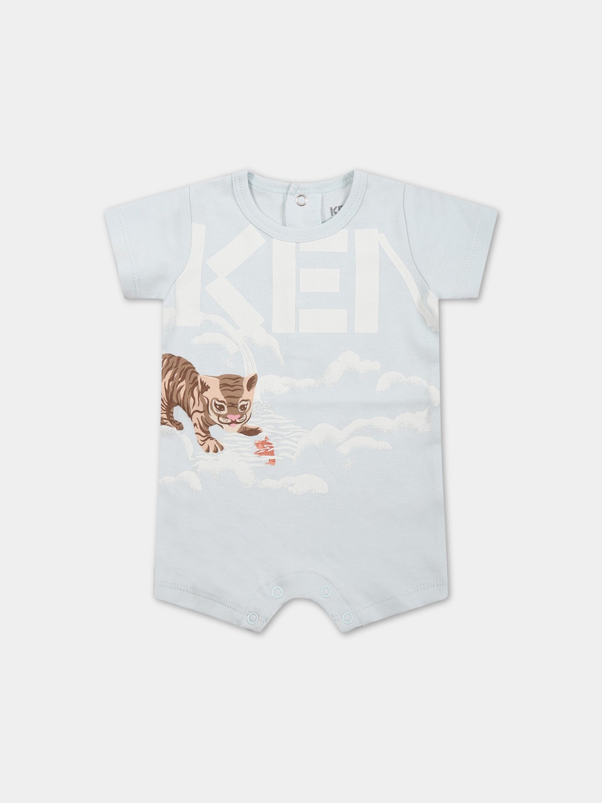 Pagliaccetto celeste per neonato con animali e logo,Kenzo Kids,K94100 791