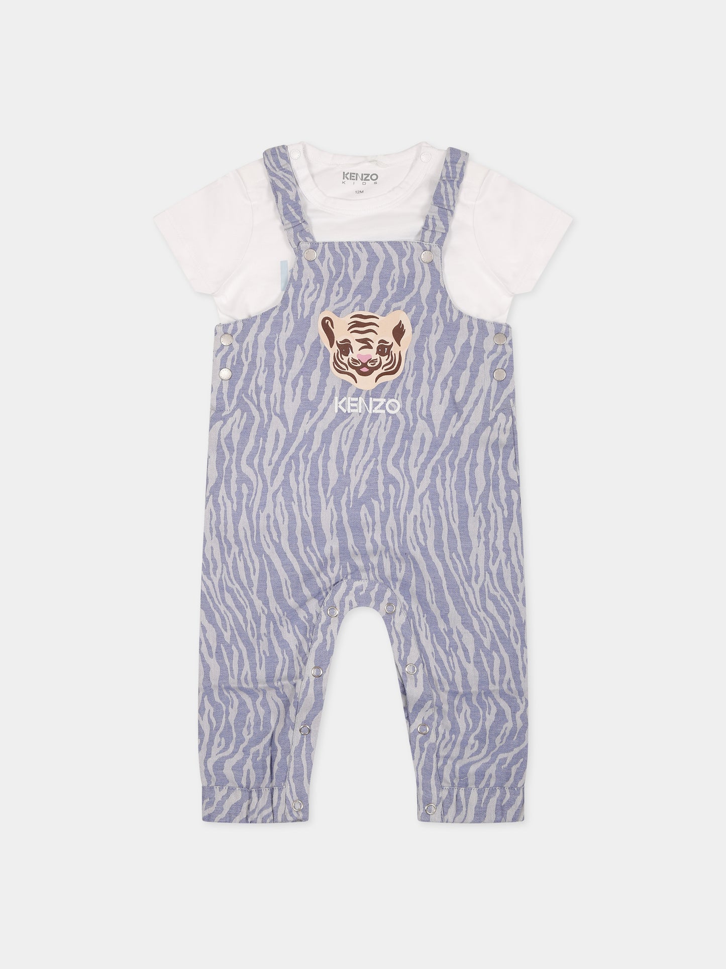 Completo multicolor per neonato con tigre e logo,Kenzo Kids,K98099 78P