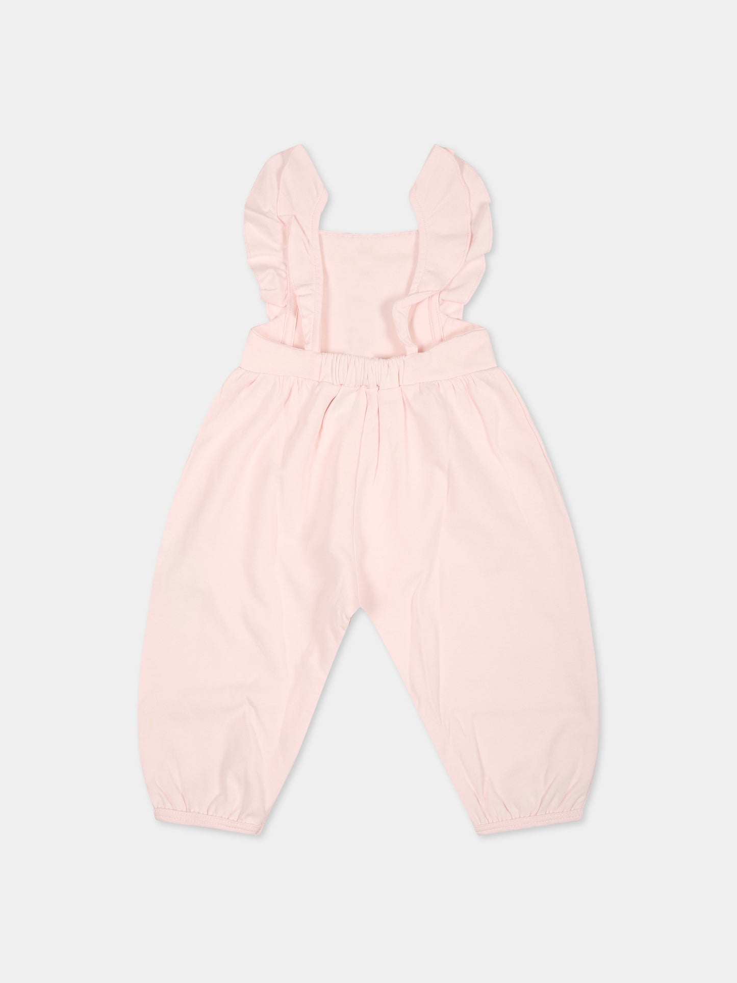 Salopette rosa per neonata con tigre e logo,Kenzo Kids,K94104 450