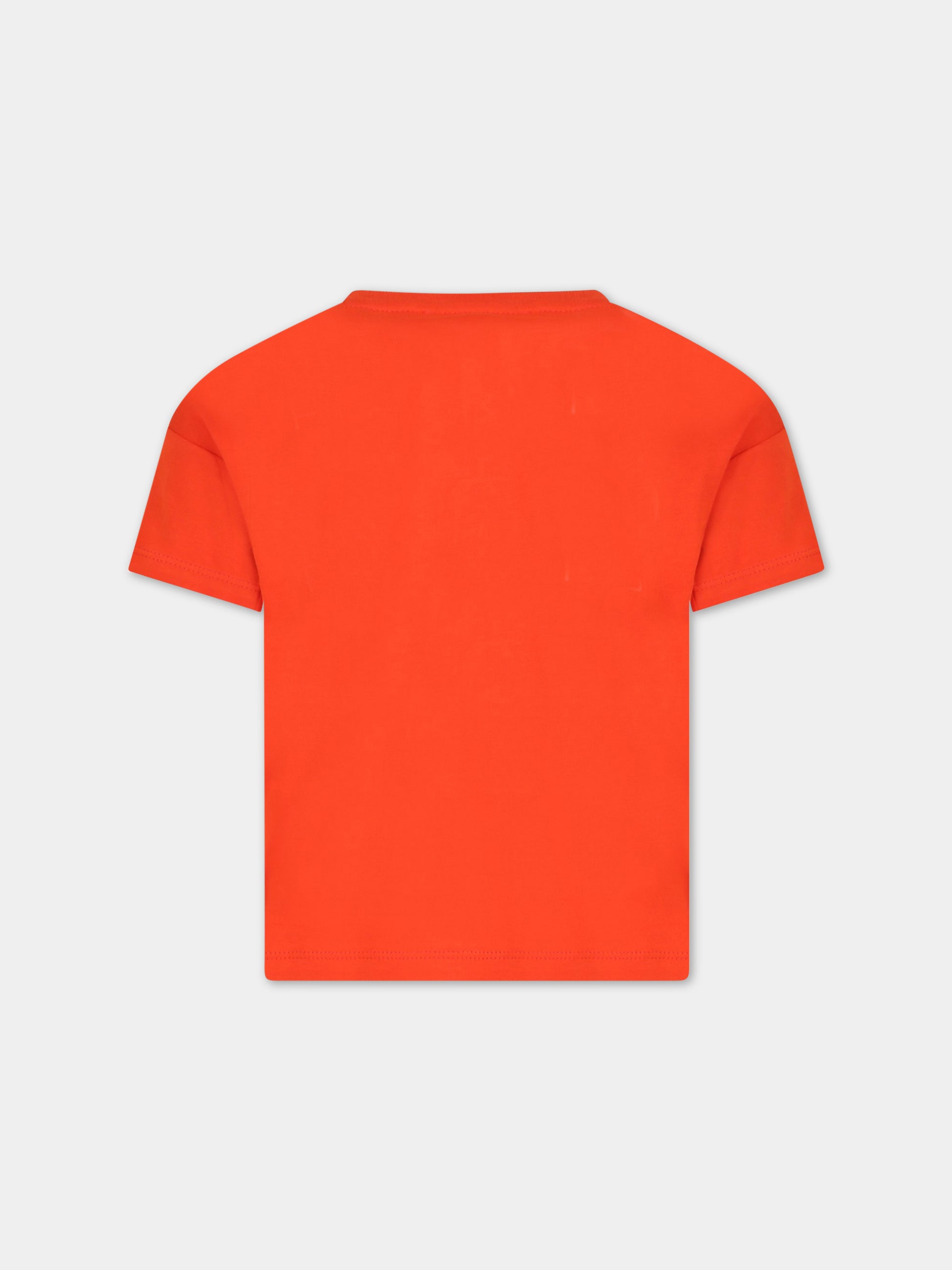 T-shirt arancione per neonata con logo,Kenzo Kids,K15629 987