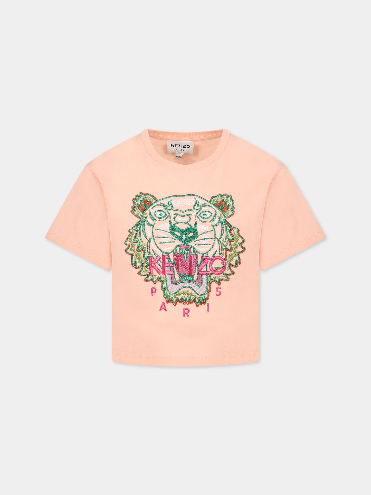 T-shirt rosa per bambina con Kotora e logo,Kenzo Kids,K15656 449
