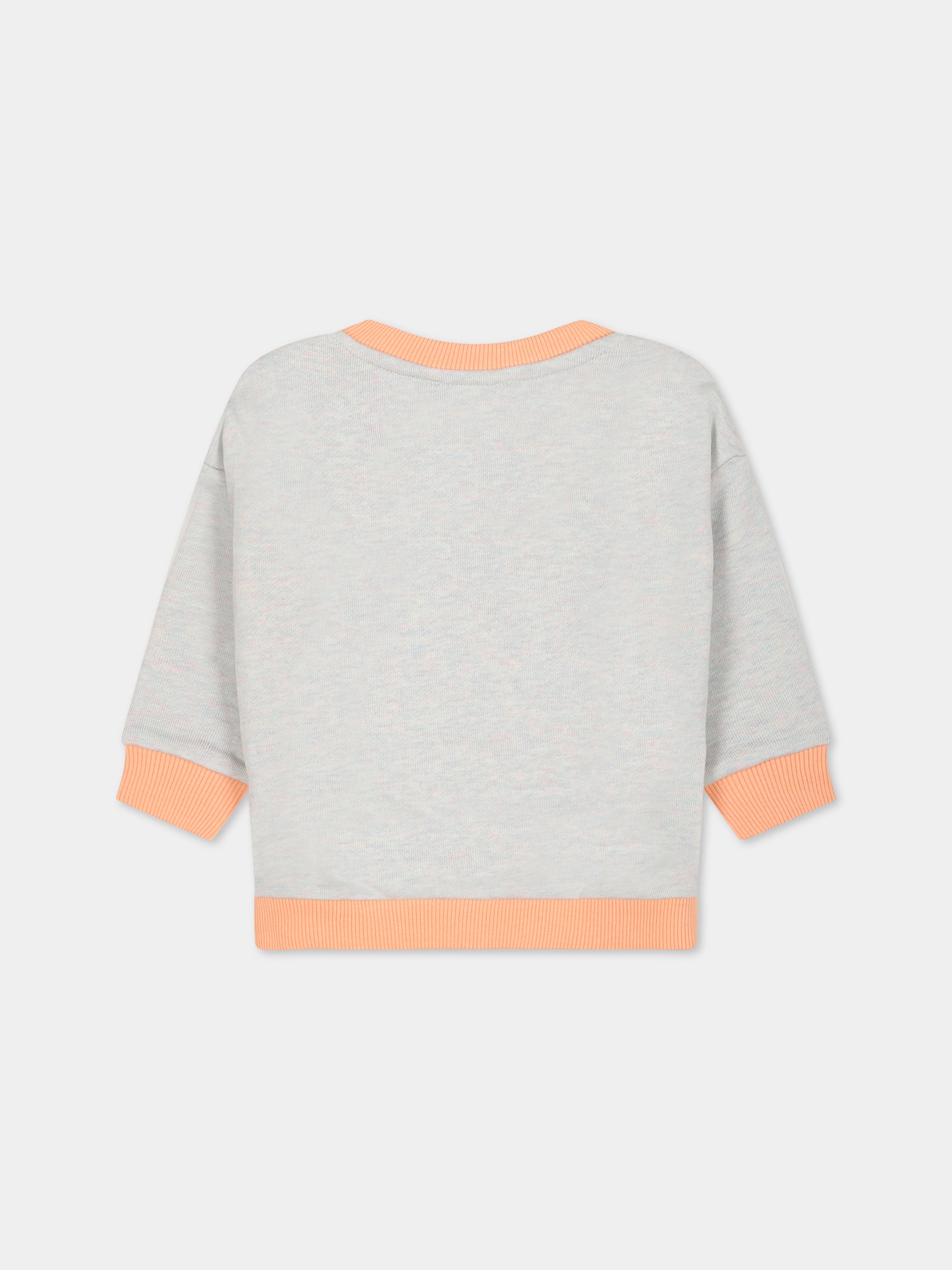 Felpa grigia per neonata con stampa elefante e logo,Kenzo Kids,K05484 010