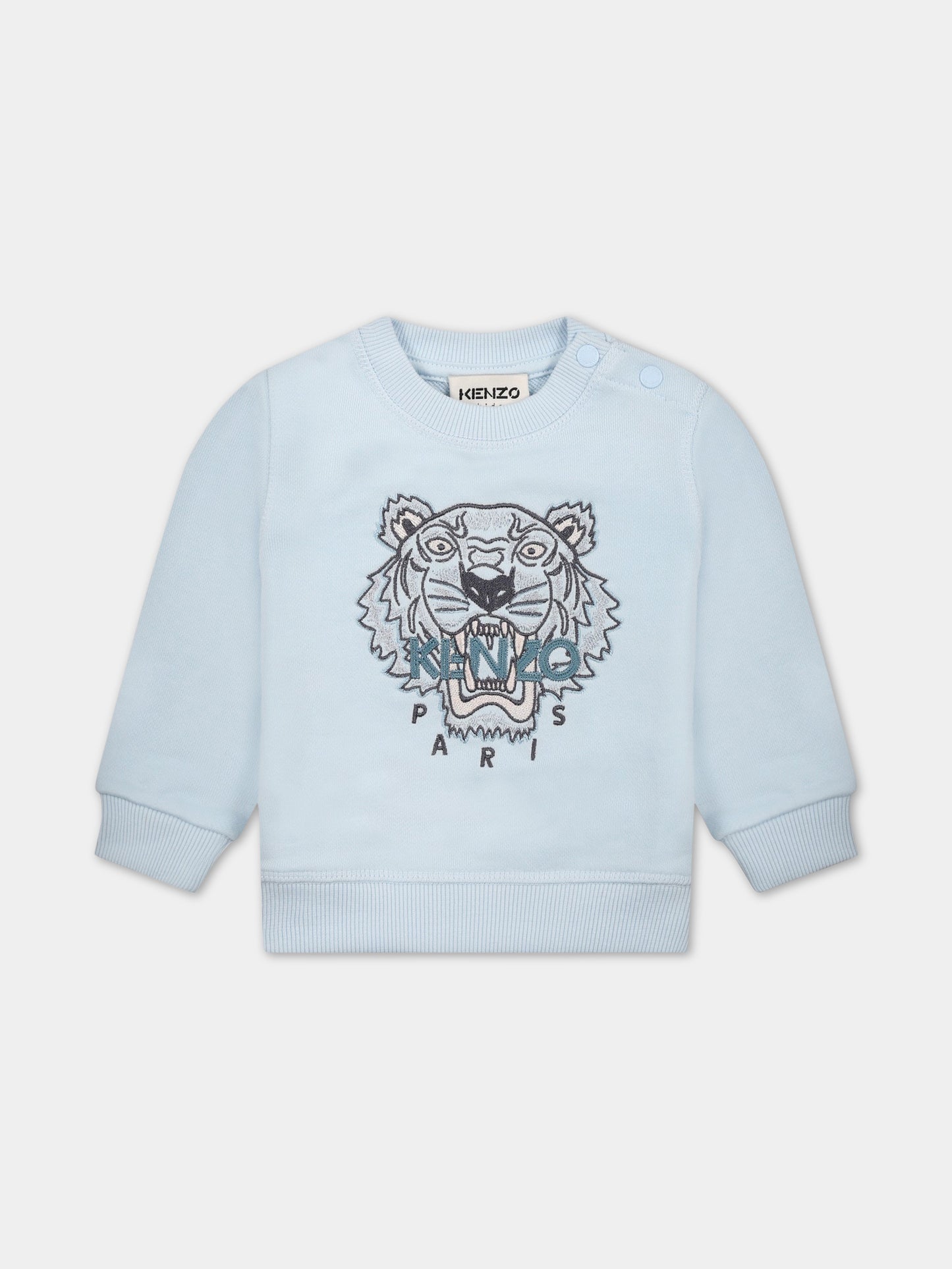 Felpa celeste per neonato con iconica tigre,Kenzo Kids,K05485 78B