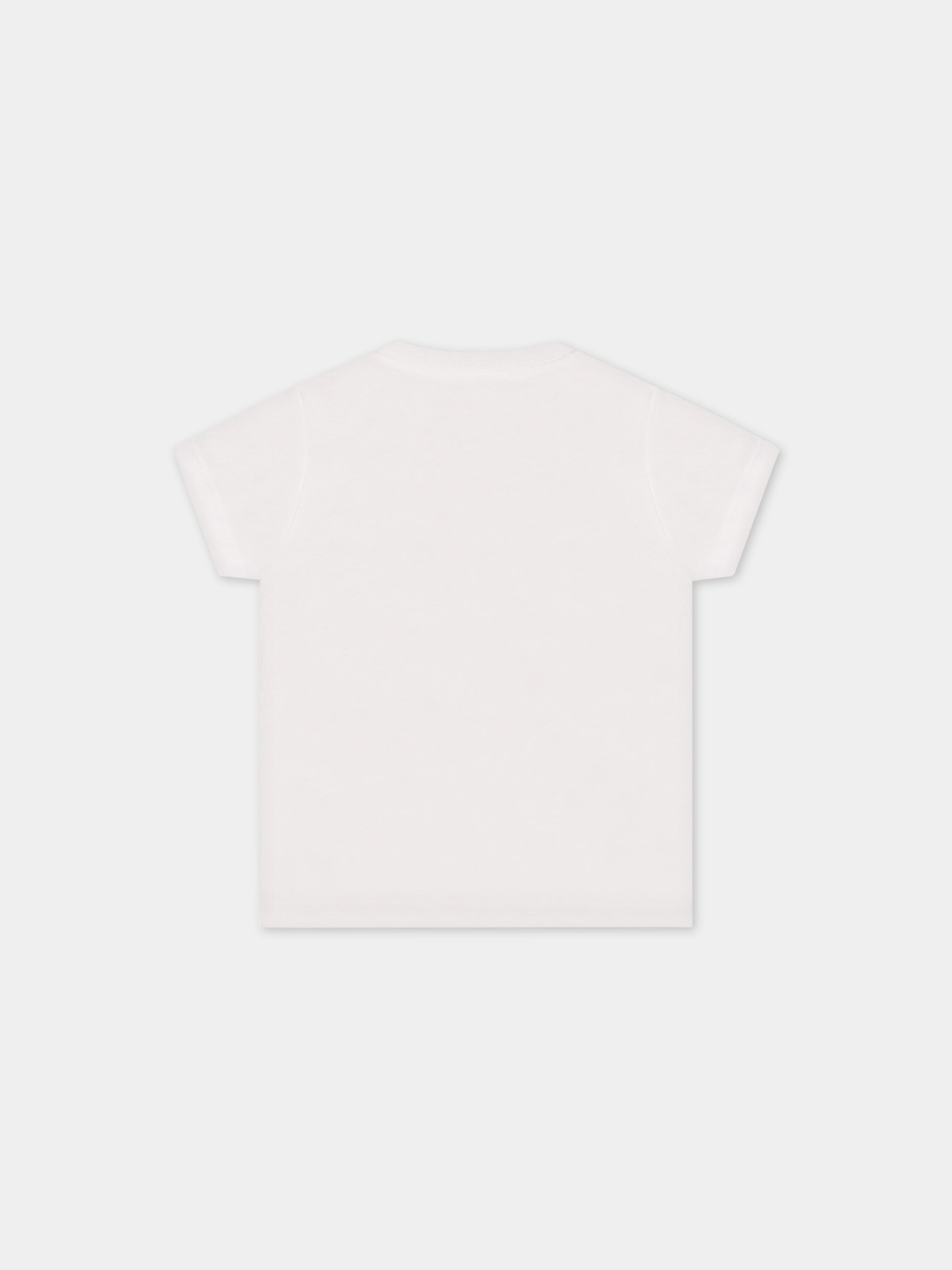 T-shirt bianca per neonato con logo multicolor,Kenzo Kids,K05461 10P