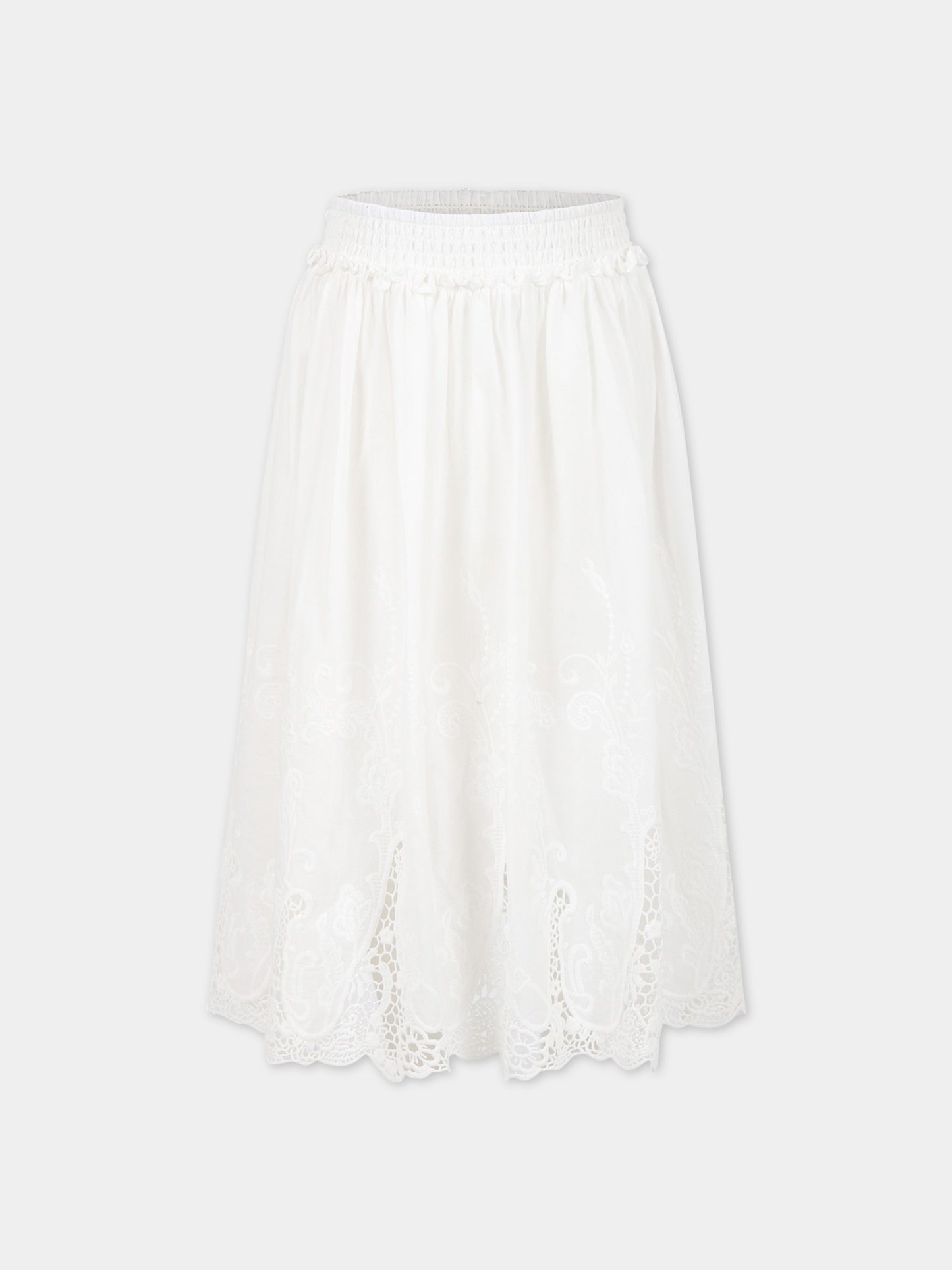 Gonna bianca per bambina con logo,Ermanno Scervino Junior,SFGO040C RI350 0002