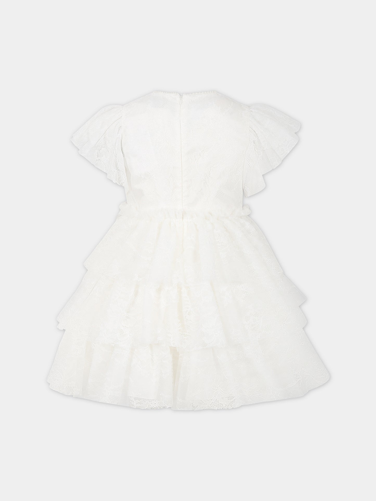 Vestito bianco per bambina con logo,Ermanno Scervino Junior,SFAB113 RI343 0000